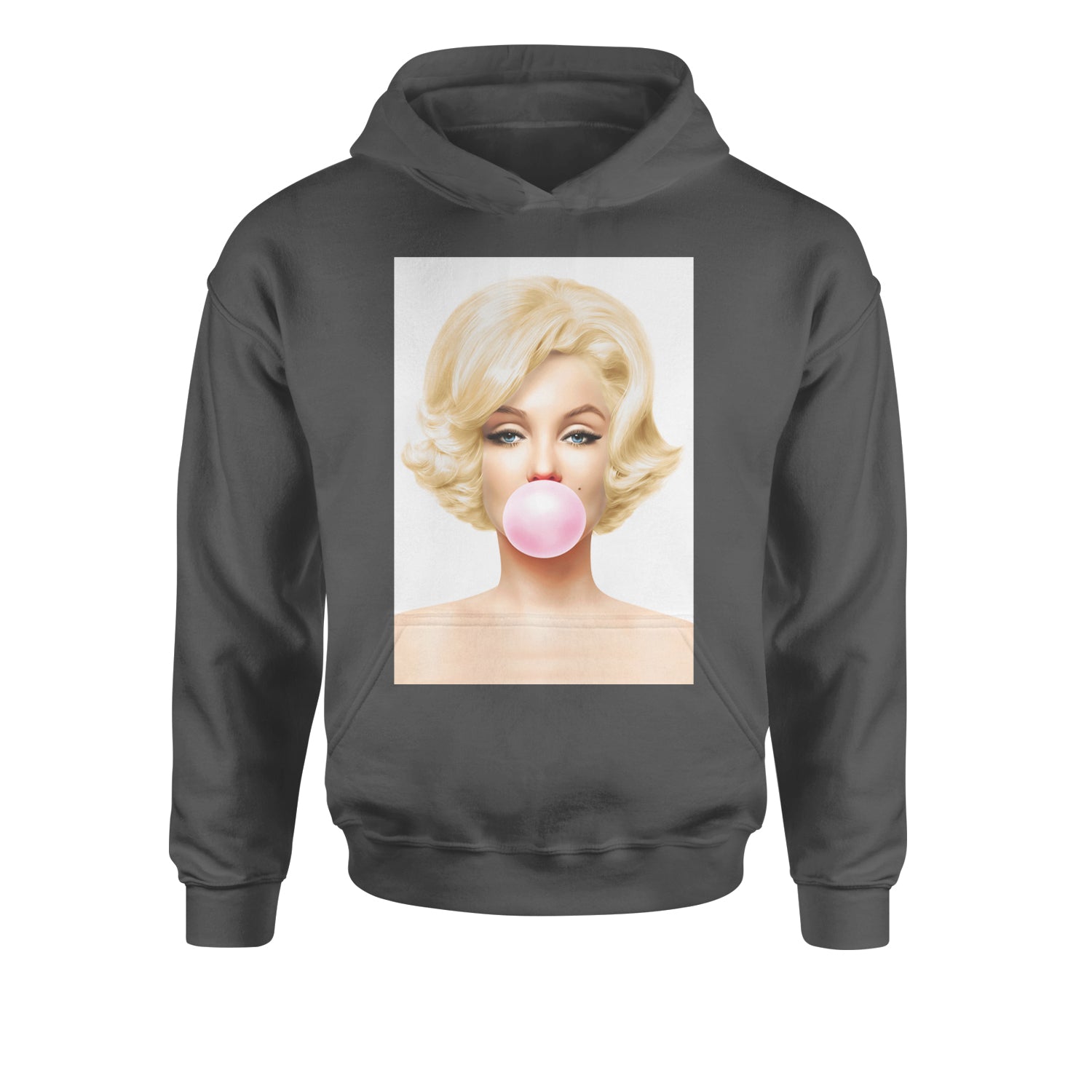 Ms. Monroe Pink Bubble Gum American Icon Youth-Sized Hoodie Charcoal Grey