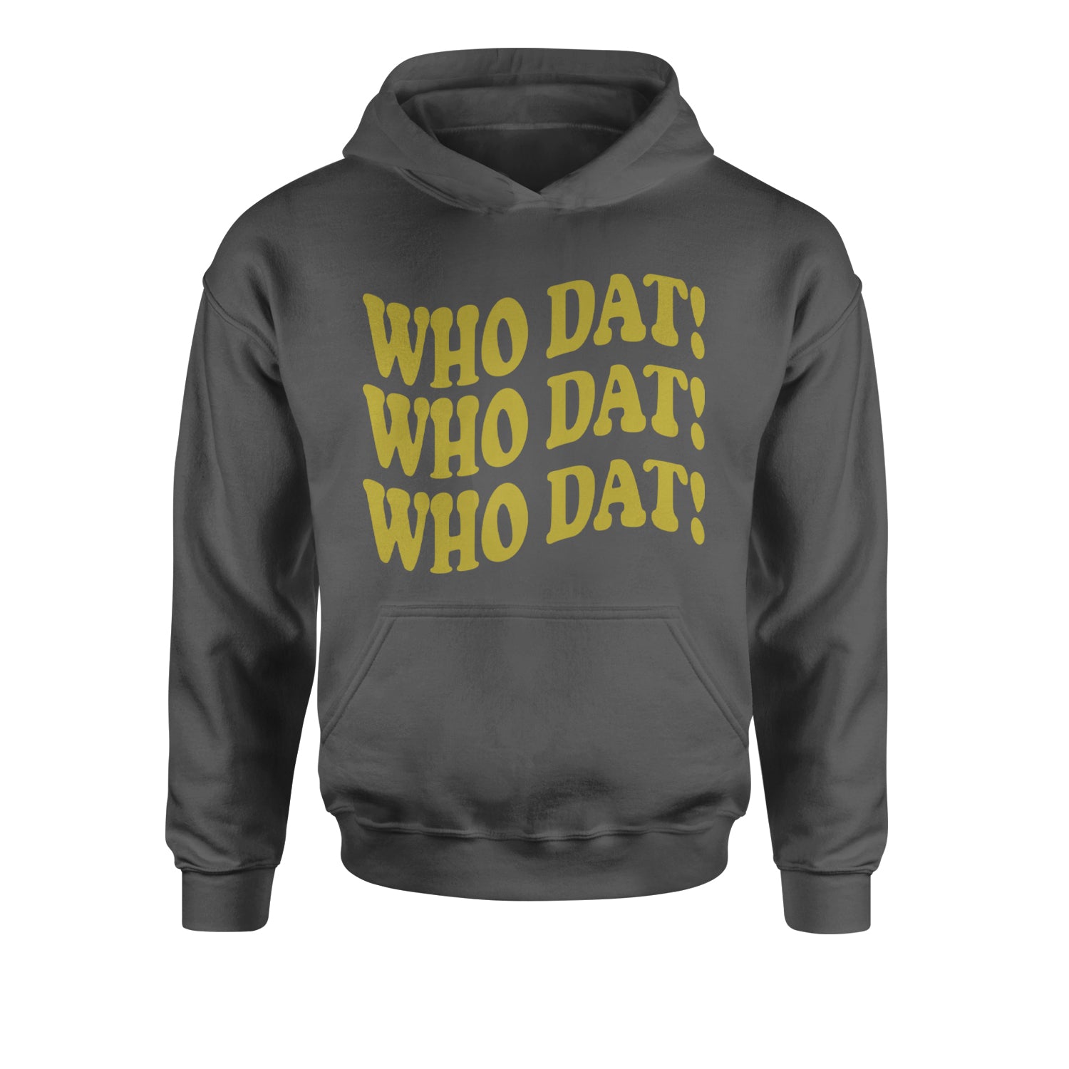 Who Dat Wavy Design Who Dat Nation Youth-Sized Hoodie Charcoal Grey