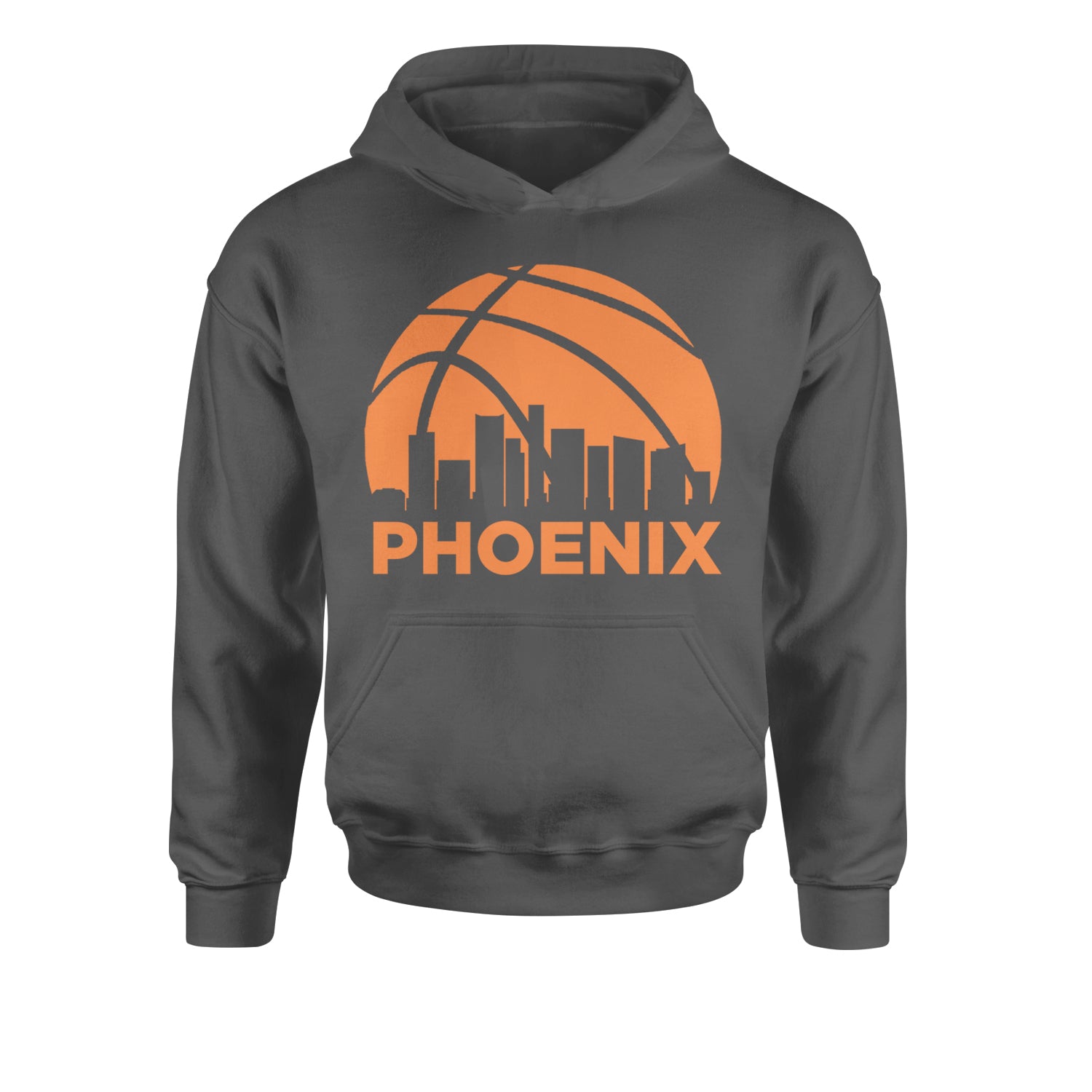 Phoenix Basketball Sunset City Skyline Youth-Sized Hoodie Black