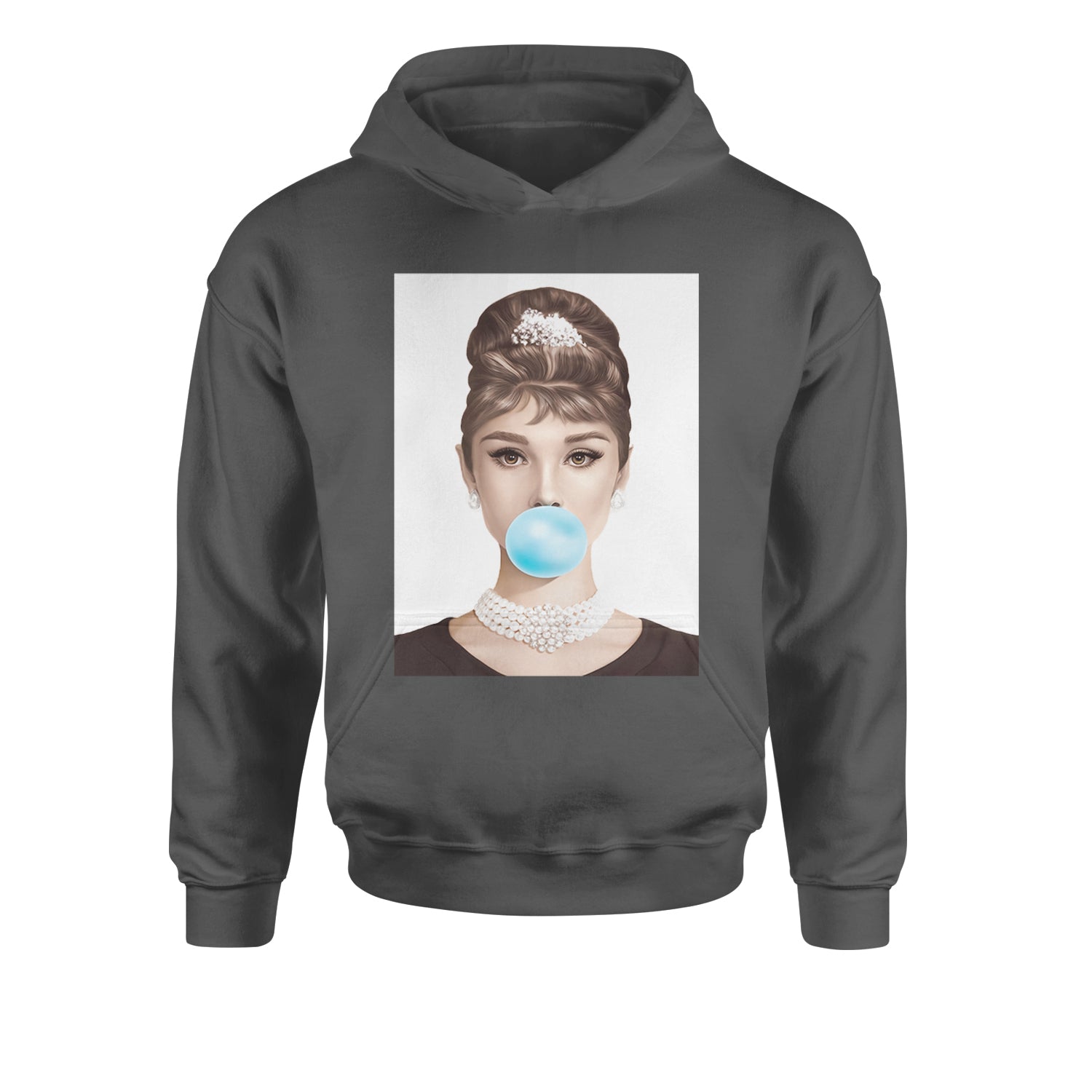 Audrey Hepburn Chewing Bubble Gum American Icon Youth-Sized Hoodie Black