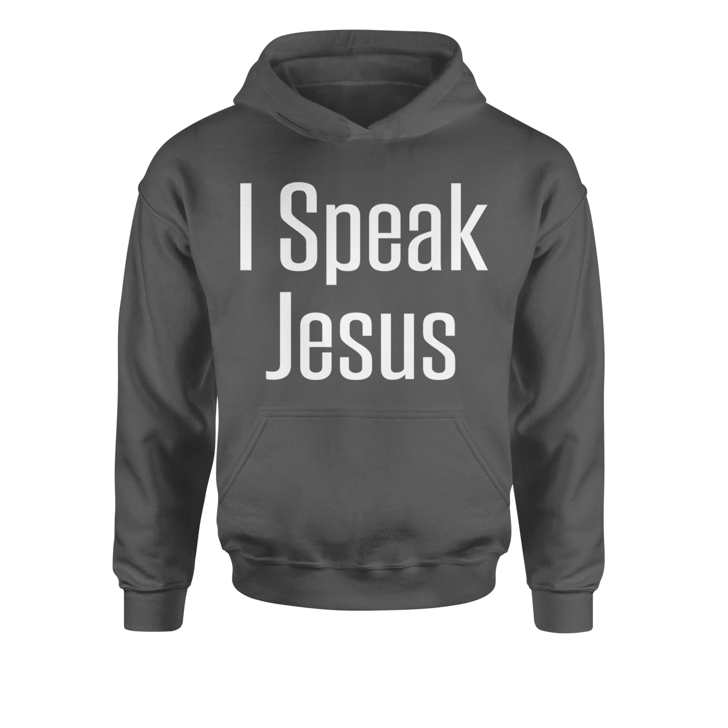 I Speak Jesus Embrace Your Faith Youth-Sized Hoodie Charcoal Grey