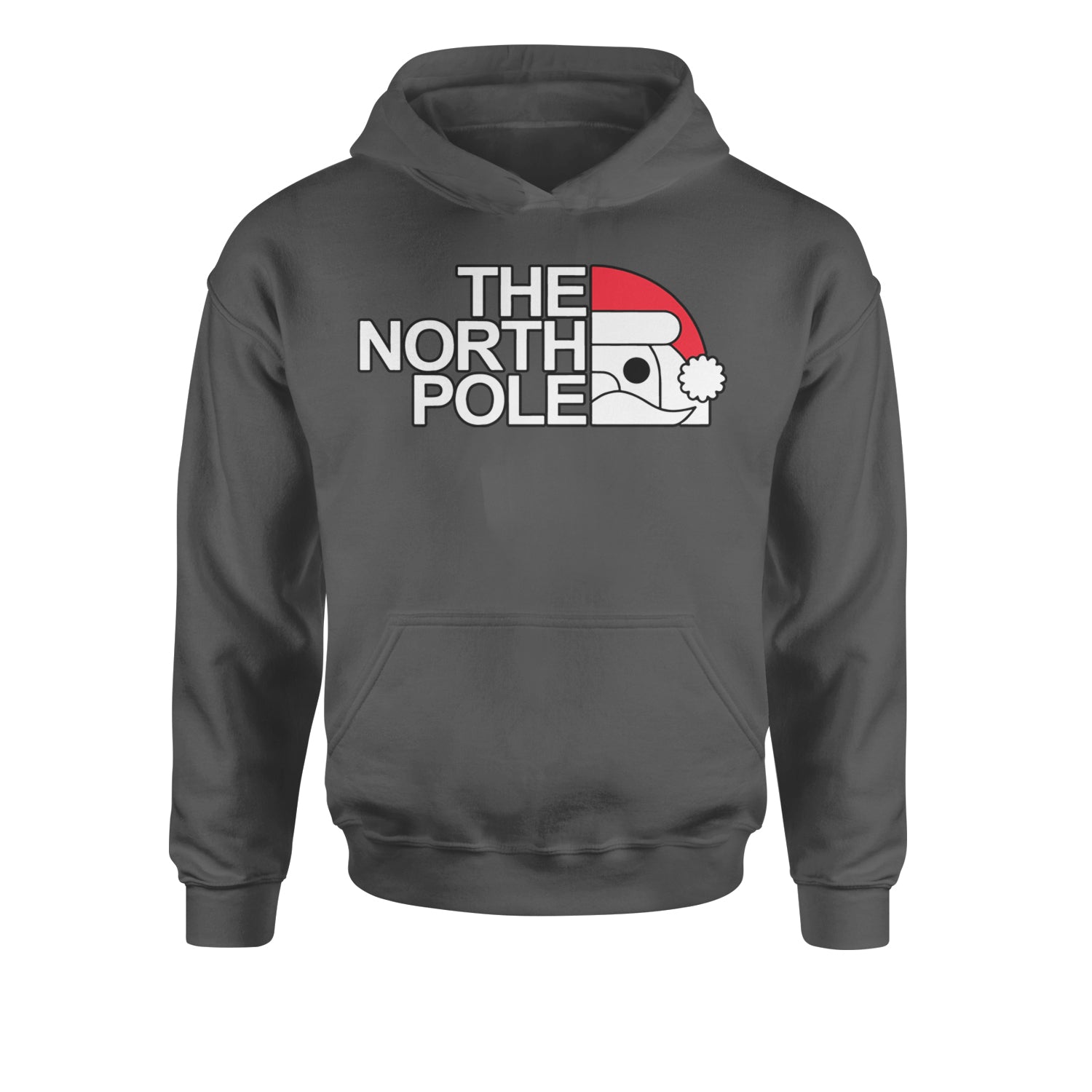 The North Pole Santa FaceYouth-Sized Hoodie Charcoal Grey