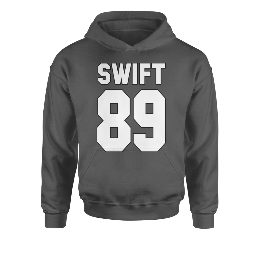 Swift 89 Birth Year Music Fan Era Poets Department Lover Youth-Sized Hoodie Charcoal Grey