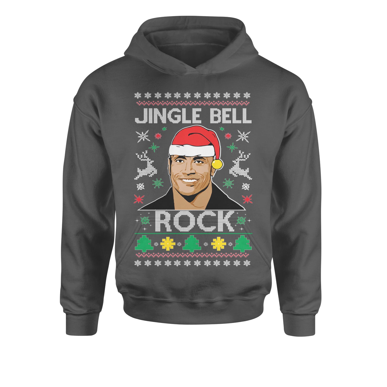 Jingle Bell Rock Ugly Christmas Youth-Sized Hoodie Charcoal Grey