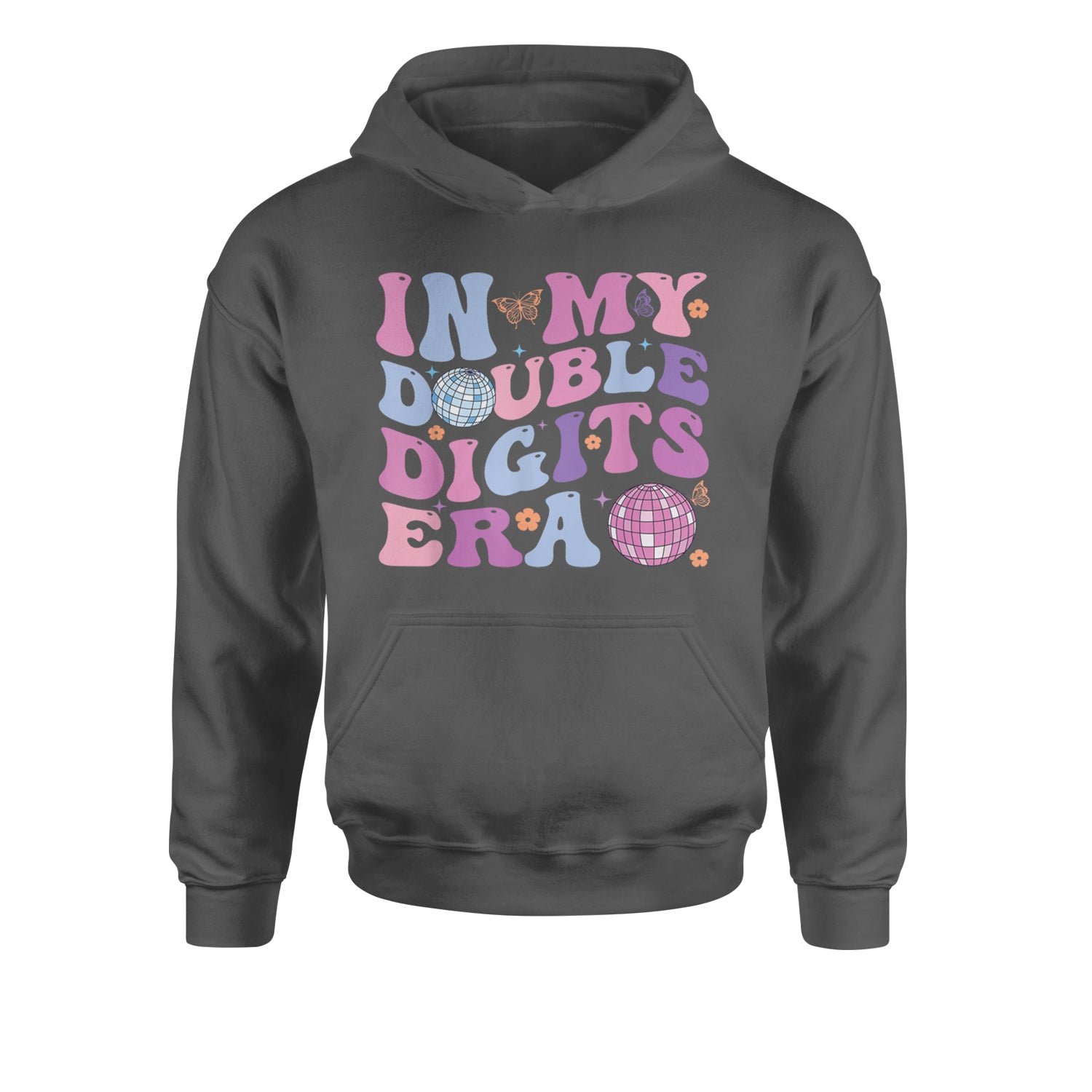 In My Double Digits Era Retro 10 Year Old 10th Birthday Youth-Sized Hoodie Black