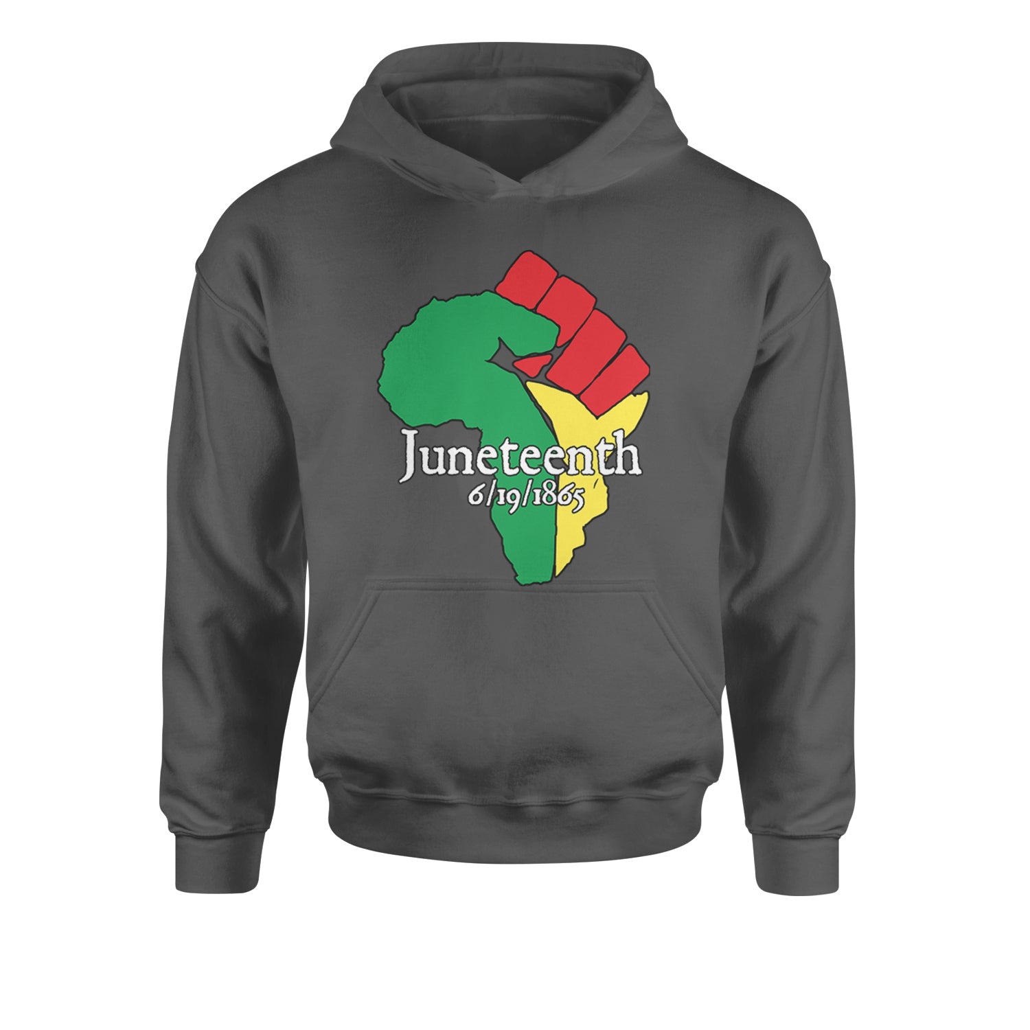 Juneteenth Raised Fist Africa Celebrate Emancipation DayYouth-Sized Hoodie Charcoal Grey