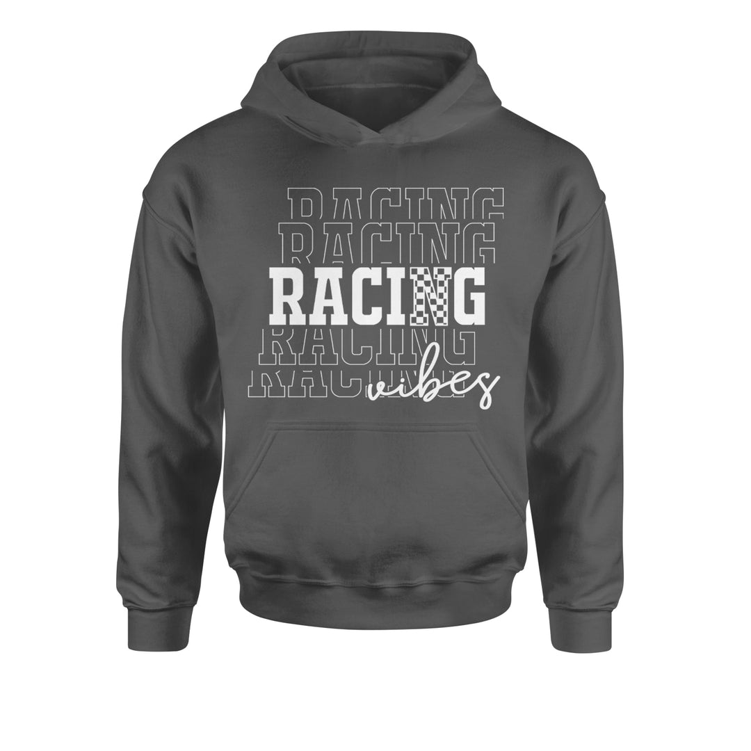 Racing Vibes Youth-Sized Hoodie Charcoal Grey