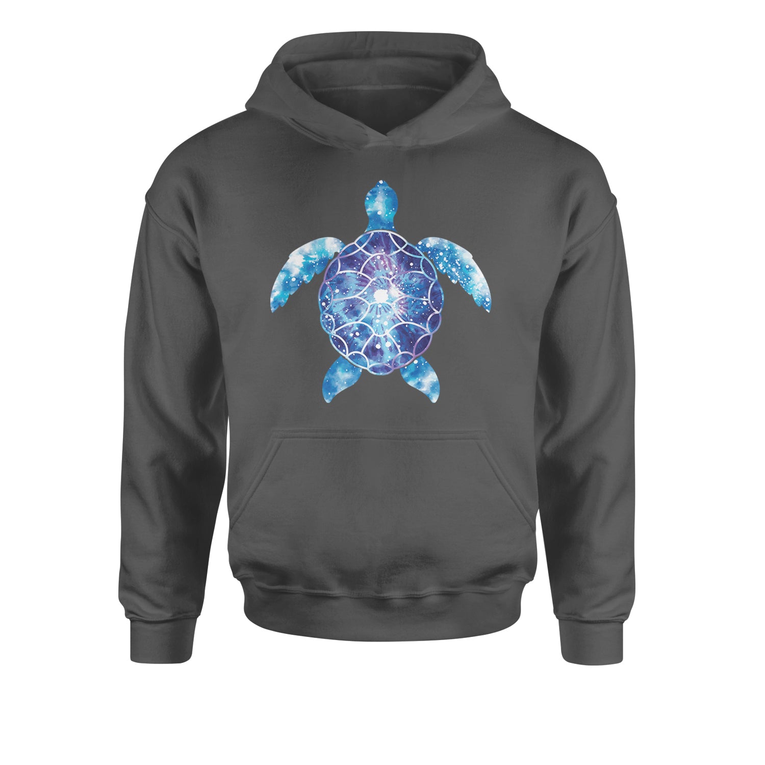 Ocean Aura Tie-Dye Sea Turtle Youth-Sized Hoodie Charcoal Grey