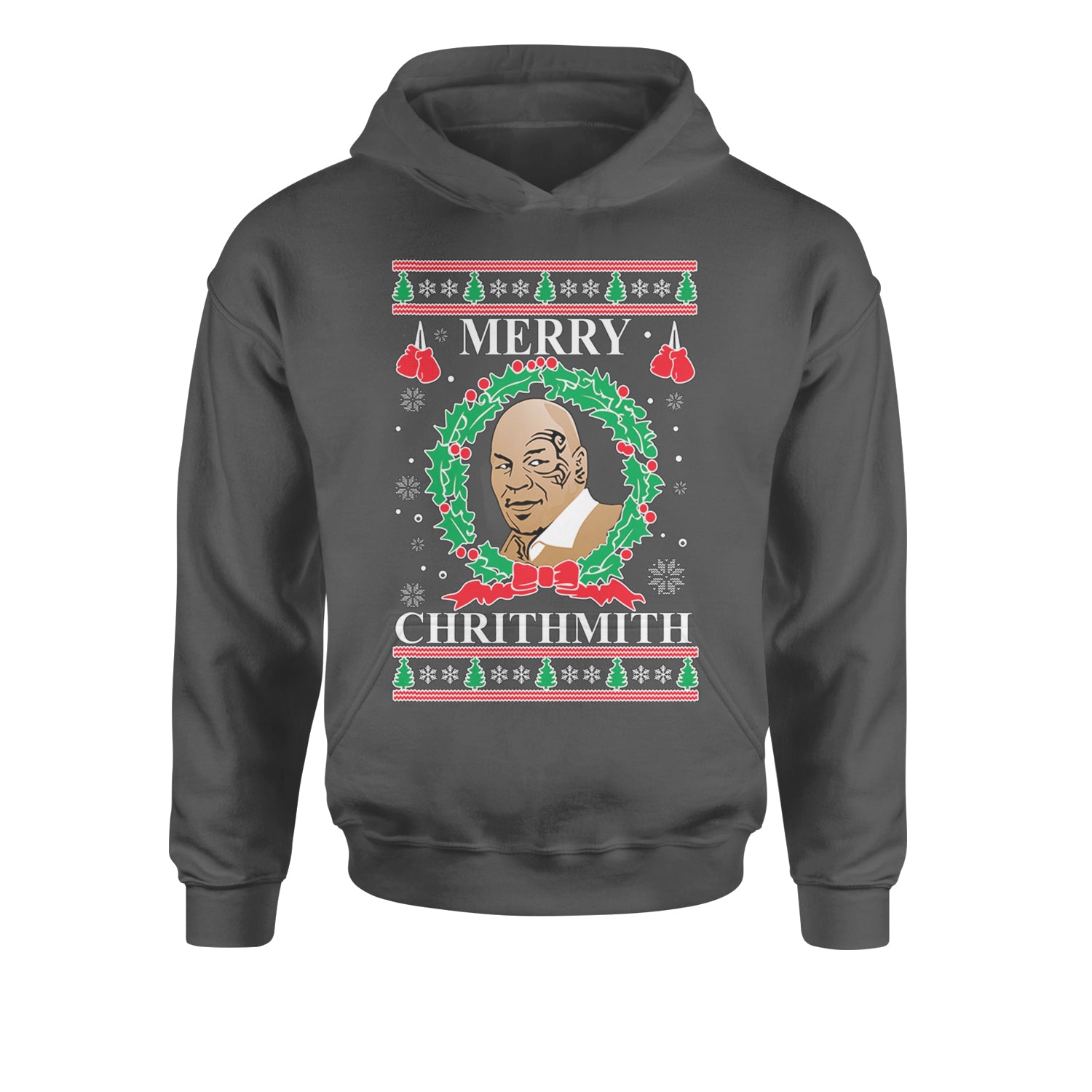 Merry Chrithmith Ugly ChristmasYouth-Sized Hoodie Charcoal Grey