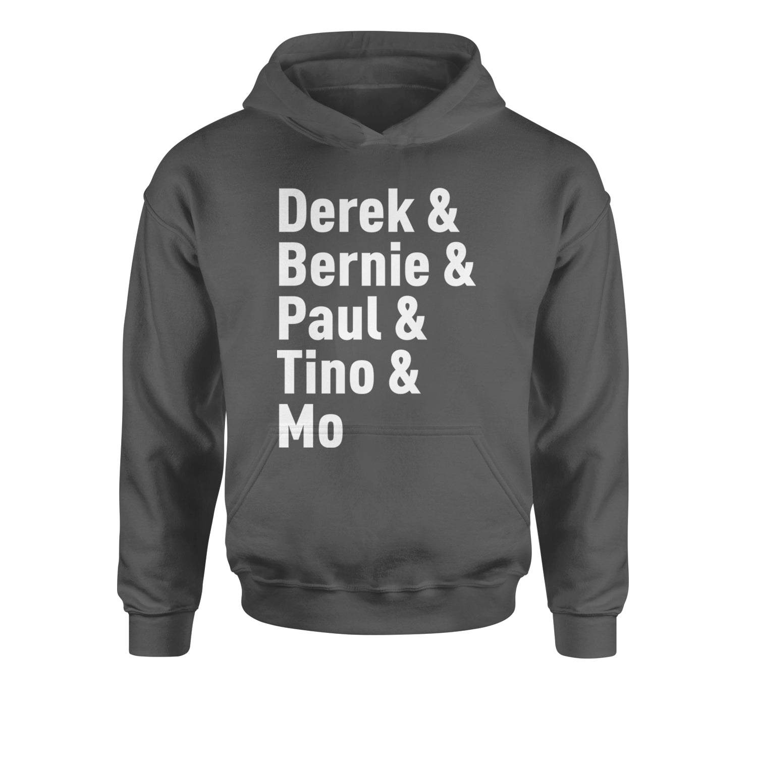 Derek & Bernie & Paul & Tino & Mo Youth-Sized Hoodie Charcoal Grey