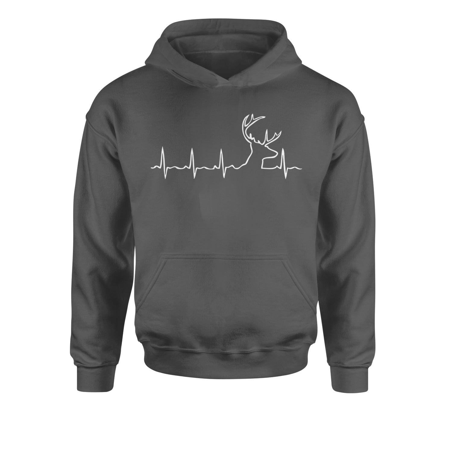 Hunting Heartbeat Deer Hunter Buck Stag Antlers  Youth-Sized Hoodie Black