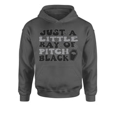 Just A Little Ray of Pitch Black graphic on Kids' Heavyweight Fleece Pullover Hoodie