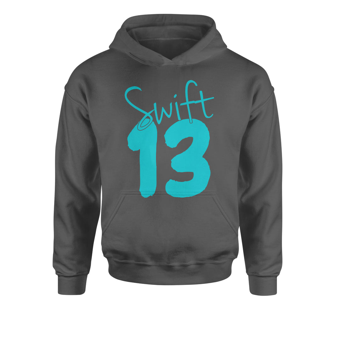 13 Swift 13 Lucky Number Era TTPD Youth-Sized Hoodie Charcoal Grey