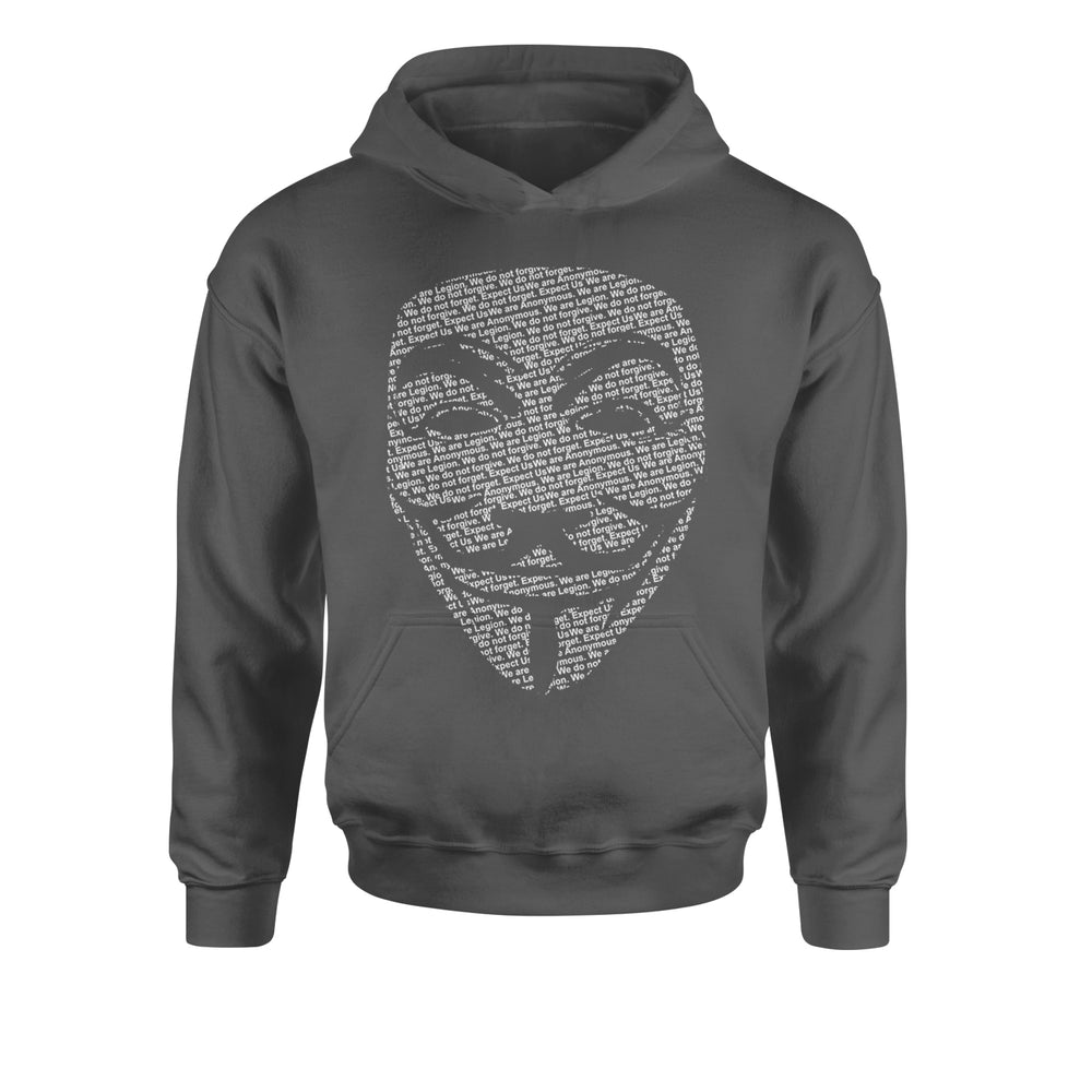 V For Vendetta Anonymous Mask Youth-Sized Hoodie Charcoal Grey