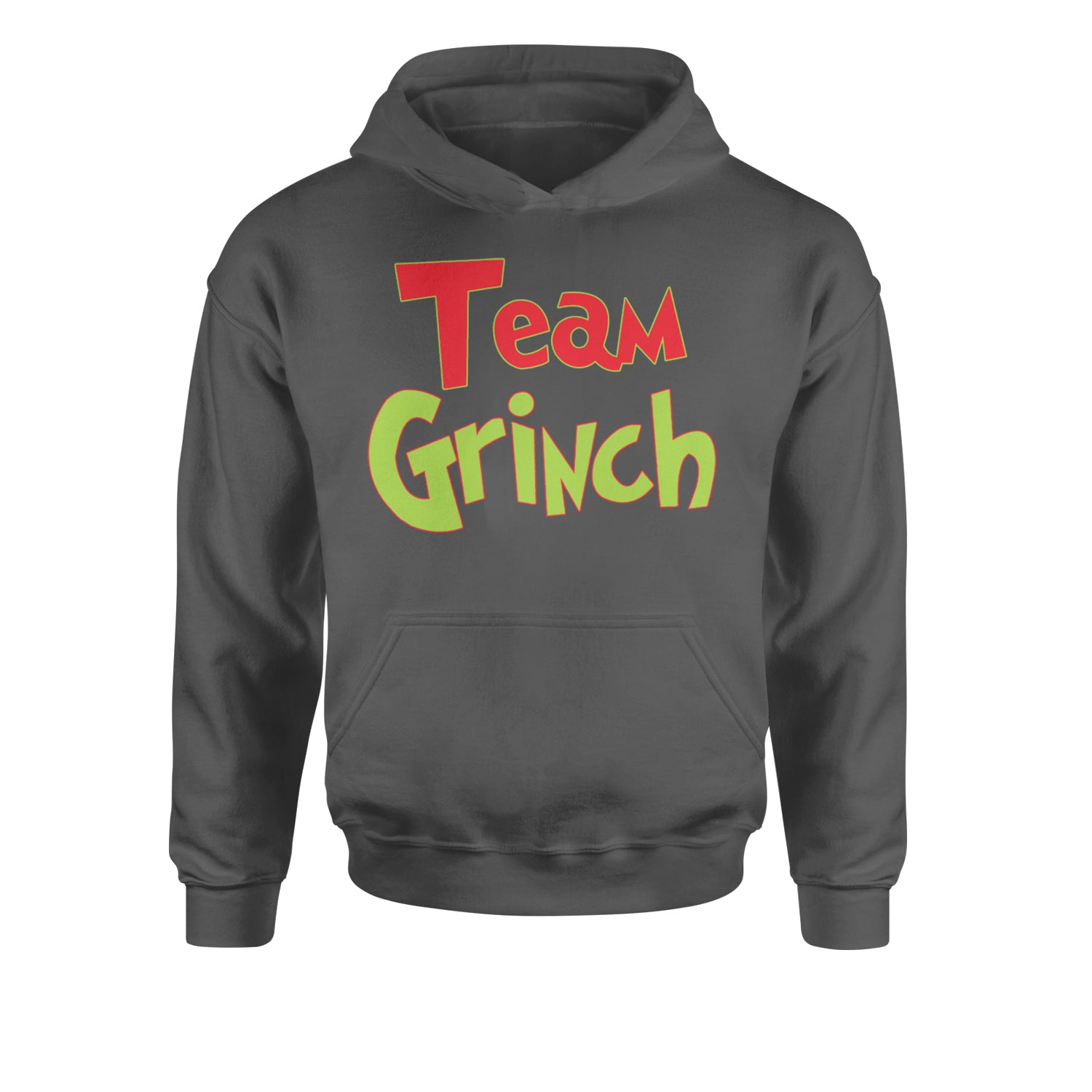 Team Gr-nch Jolly Grinchmas Merry ChristmasYouth-Sized Hoodie Charcoal Grey