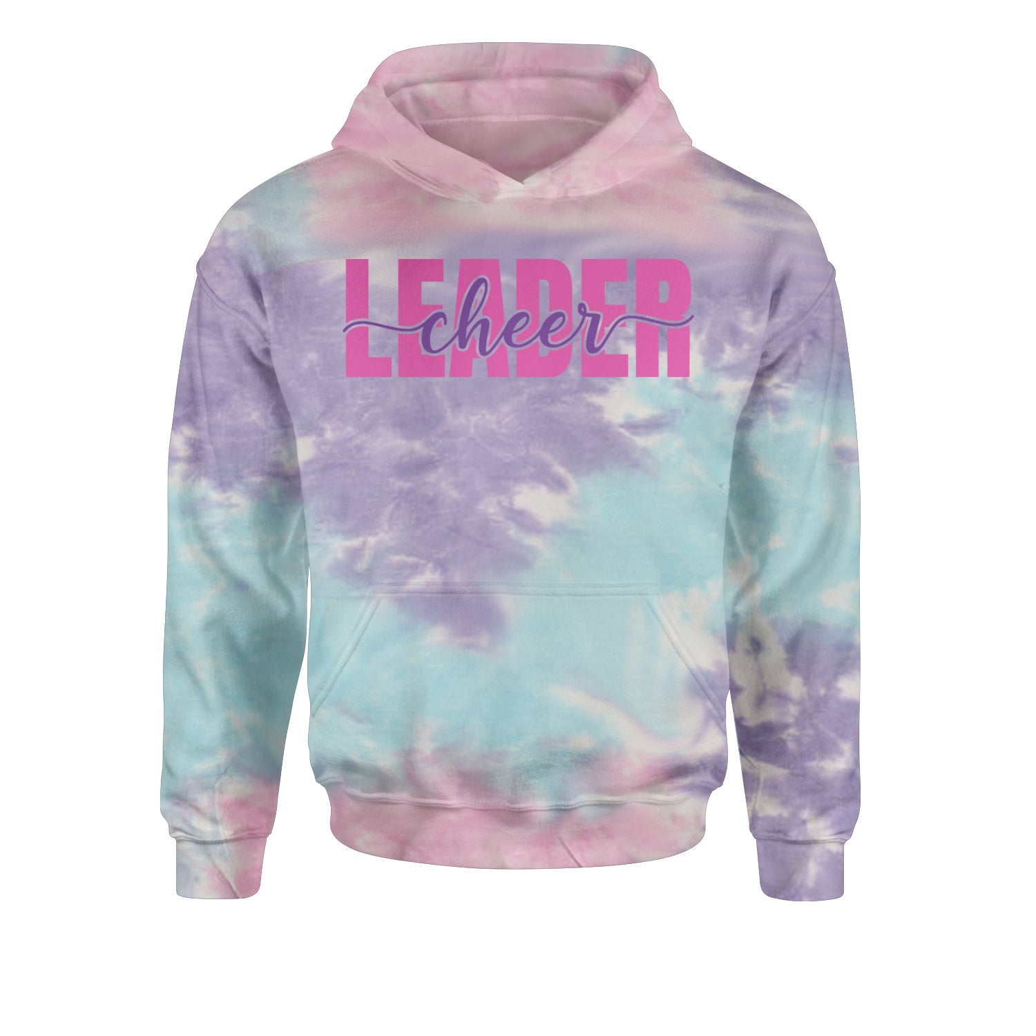 Cheerleader Script Style Youth-Sized Hoodie Tie-Dye Cotton Candy