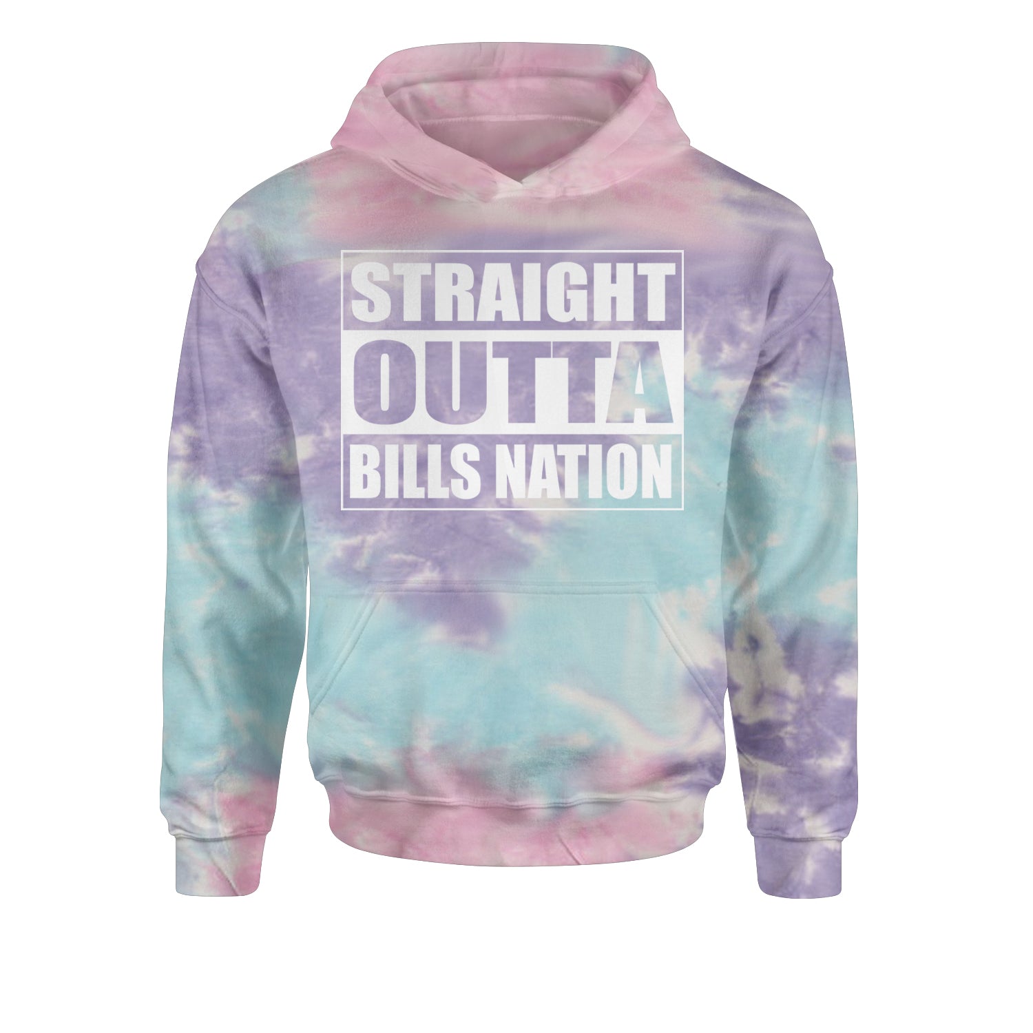 Straight Outta Bills Nation  Youth-Sized Hoodie Tie-Dye Cotton Candy