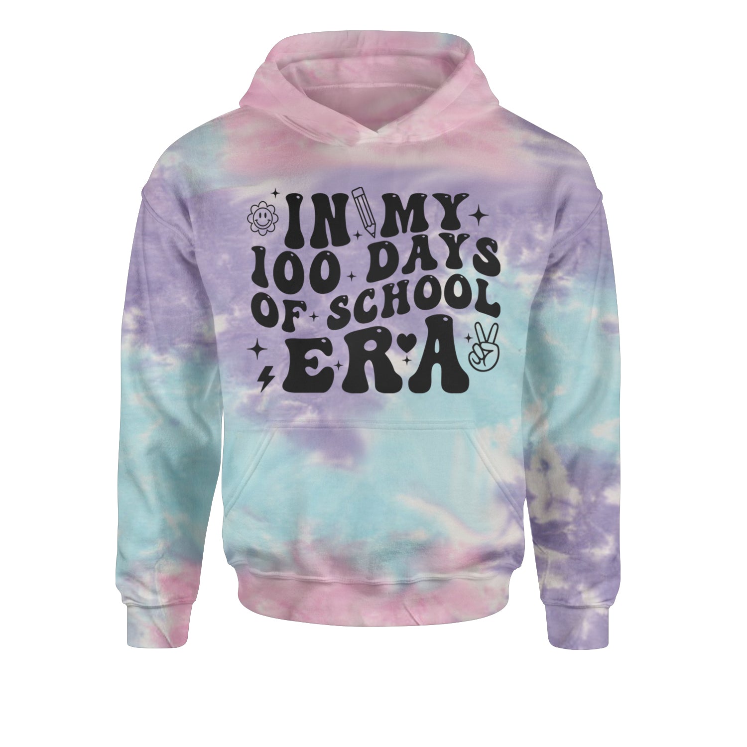 In My 100 Days Of School Era Youth-Sized Hoodie Tie-Dye Cotton Candy