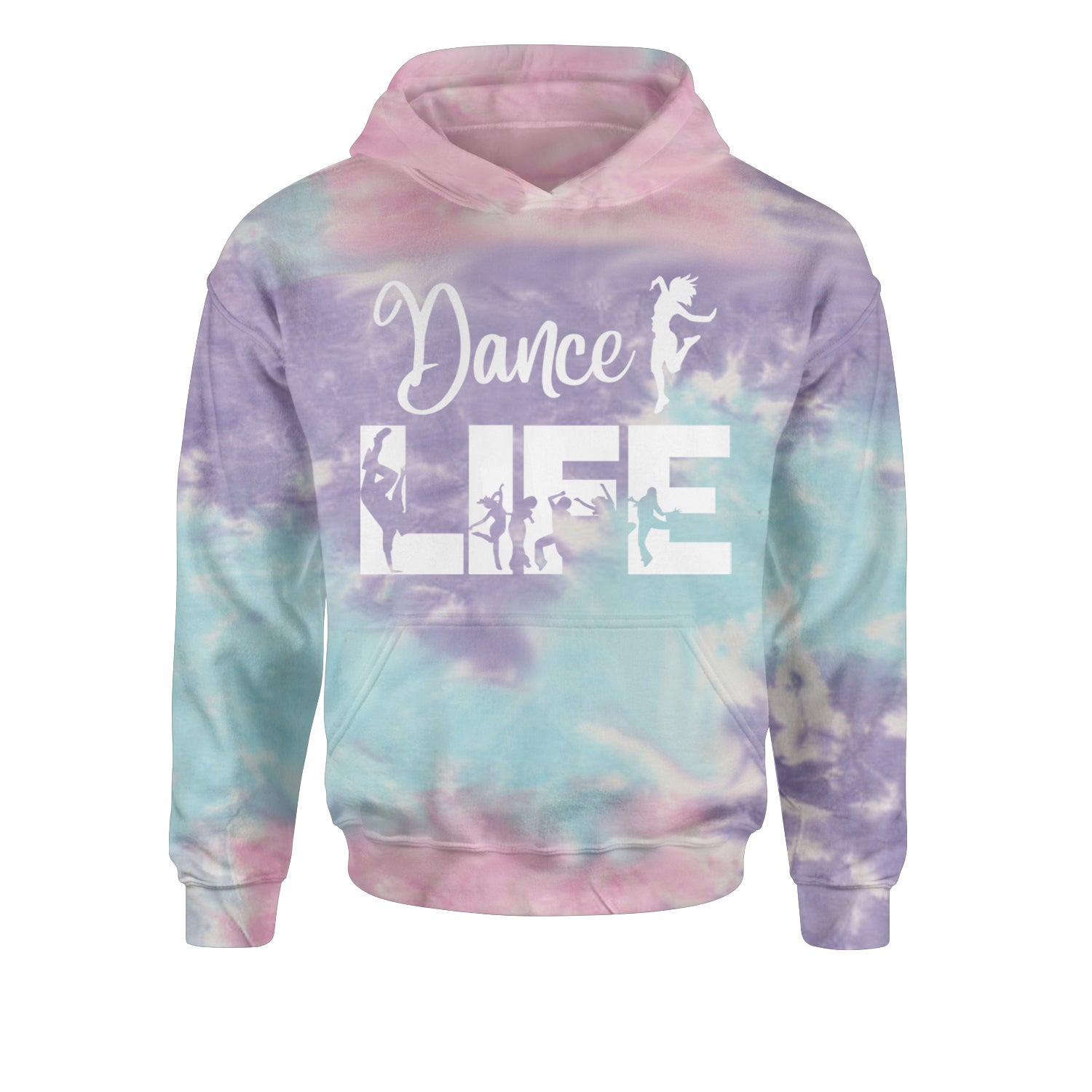 Dance Life Silhouette Dancers Youth-Sized Hoodie Tie-Dye Cotton Candy