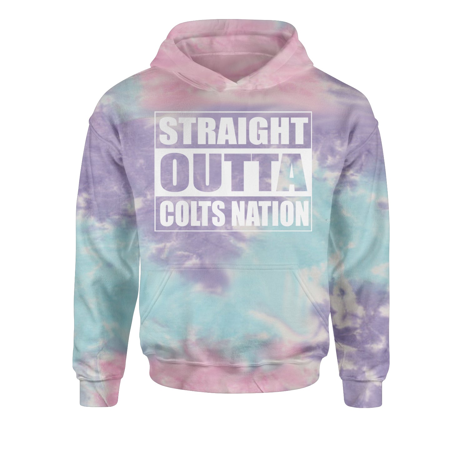 Straight Outta Colts Nation Football  Youth-Sized Hoodie Tie-Dye Cotton Candy