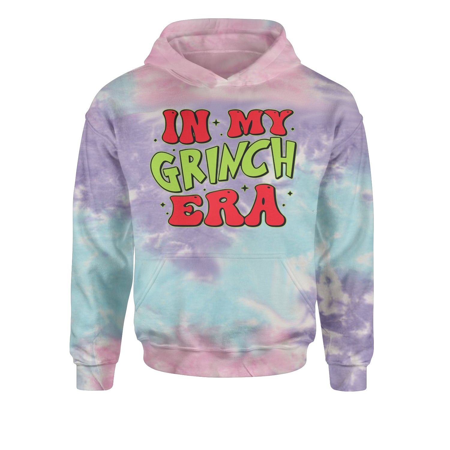 In My Gr-nch Era Jolly Merry ChristmasYouth-Sized Hoodie Tie-Dye Cotton Candy