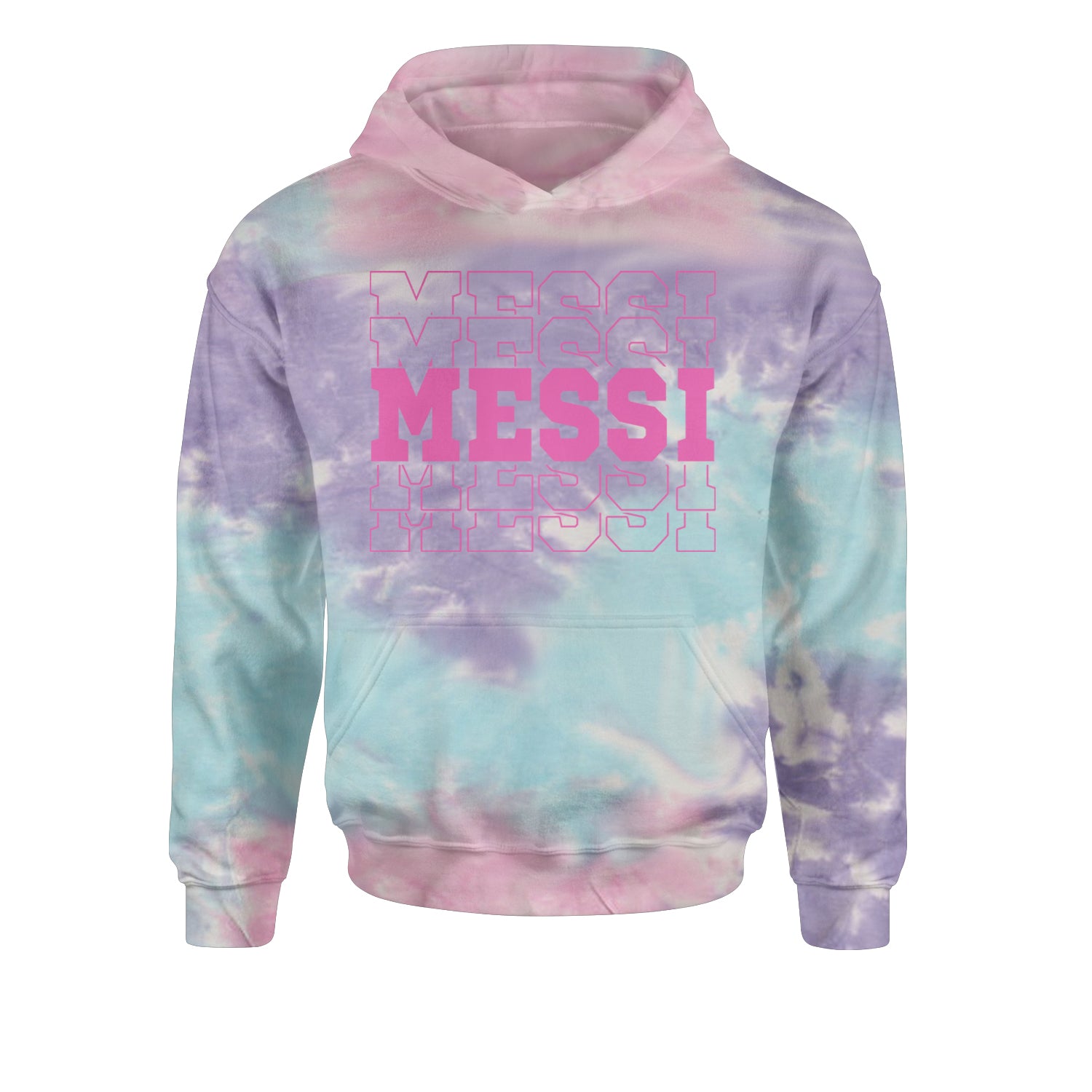 Messi Miami Futbol Youth-Sized Hoodie Tie-Dye Cotton Candy