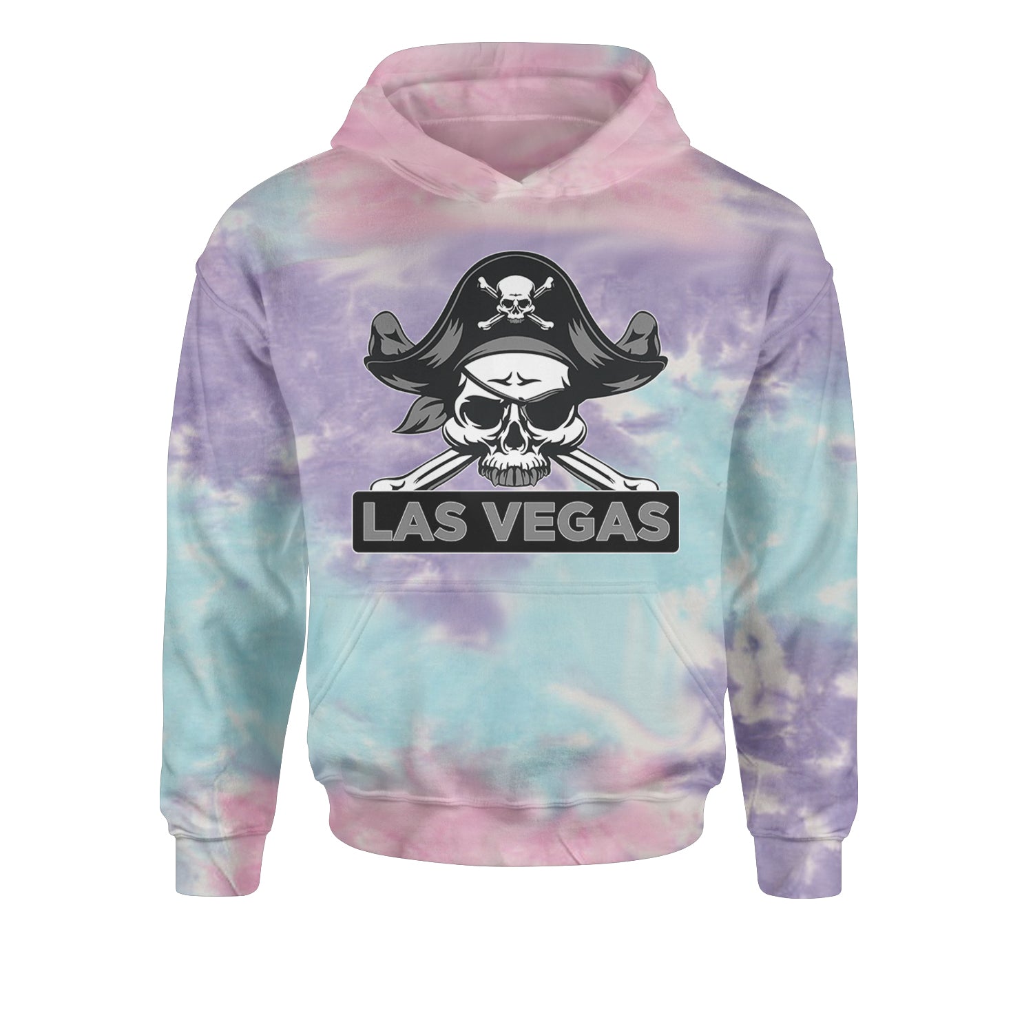 Raider Skull Straight Outta Las Vegas Youth-Sized Hoodie Tie-Dye Cotton Candy