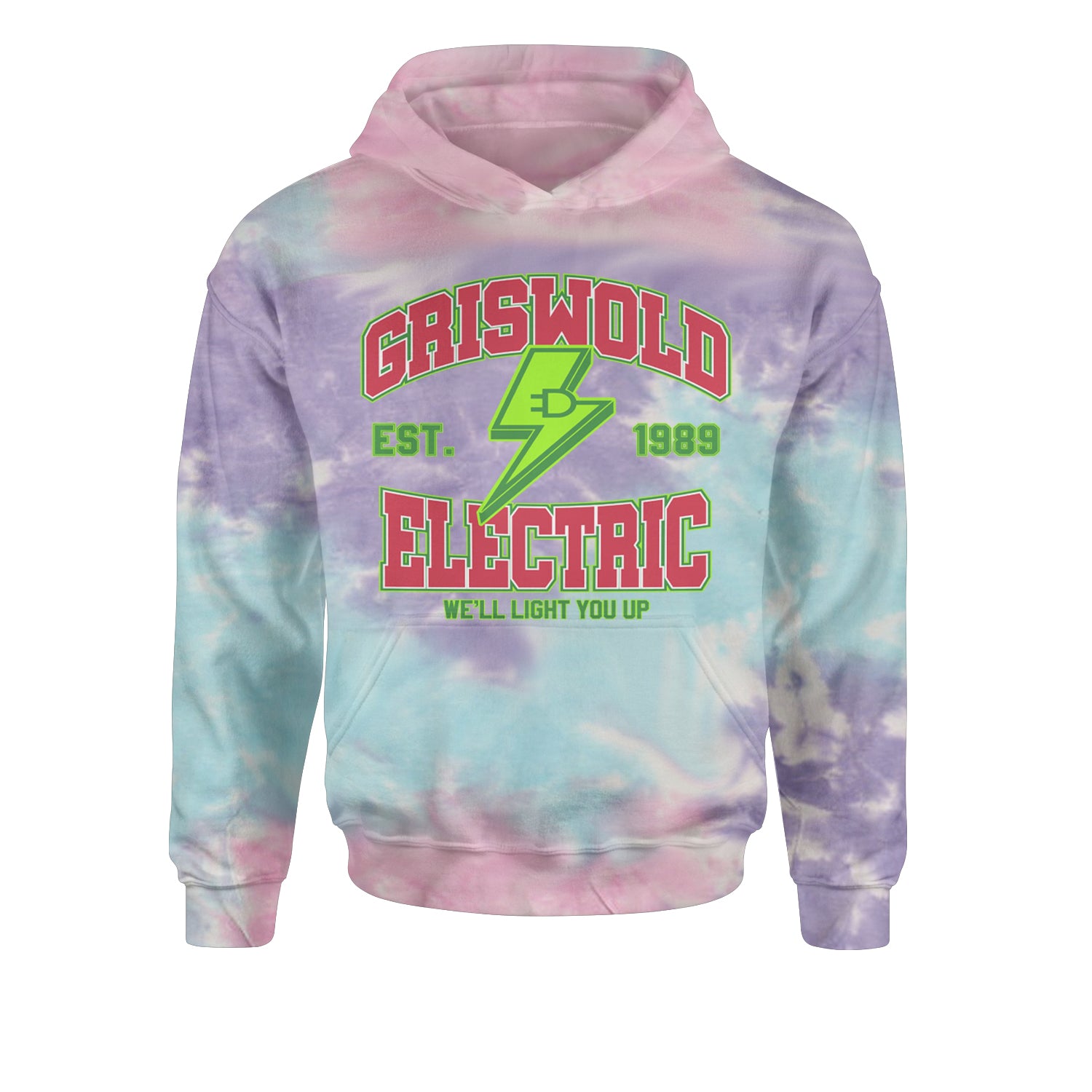 Griswold Electric We'll Light You UpYouth-Sized Hoodie Tie-Dye Cotton Candy