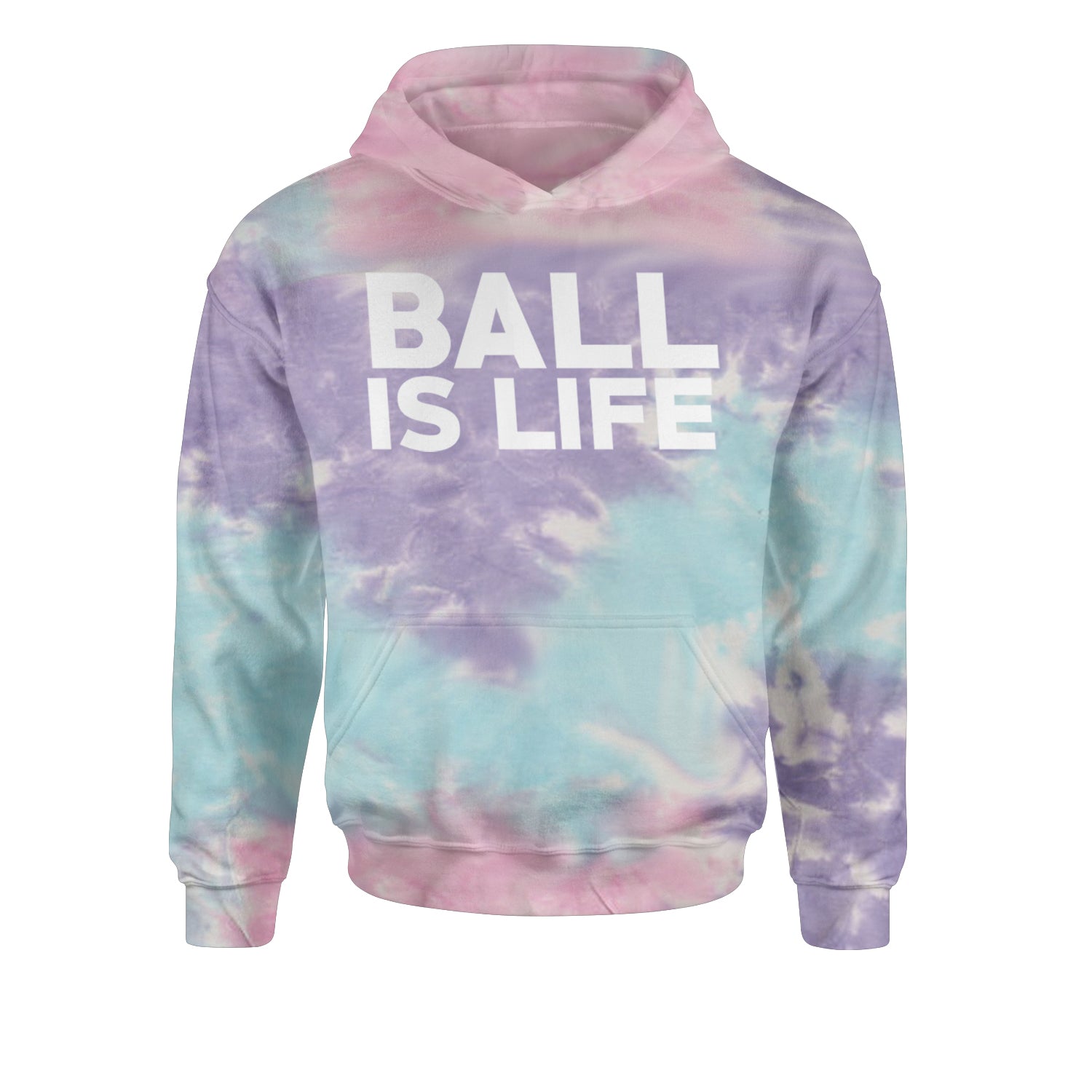 Ball Is Life Sports Enthusiasts Youth-Sized Hoodie Tie-Dye Cotton Candy