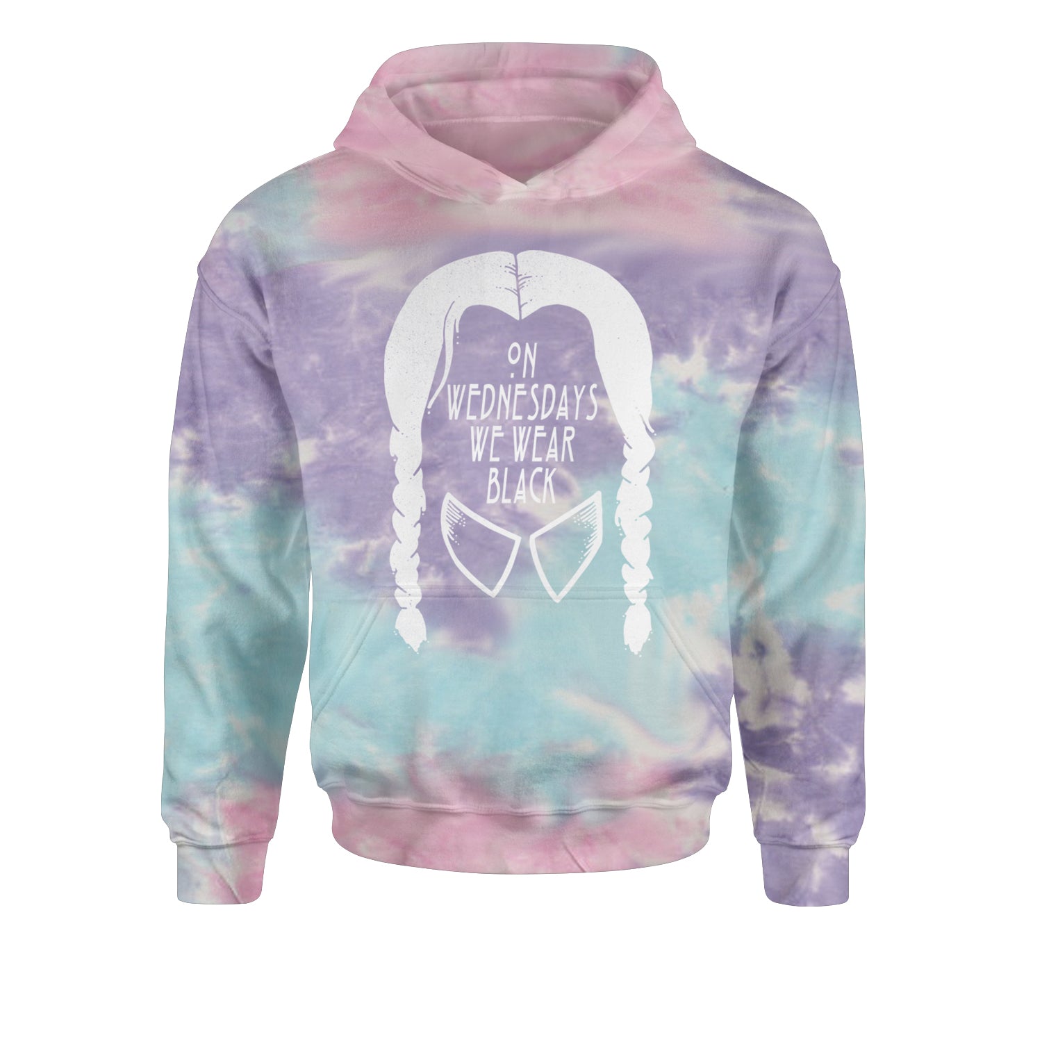 On Wednesdays, We Wear Black Youth-Sized Hoodie Tie-Dye Cotton Candy