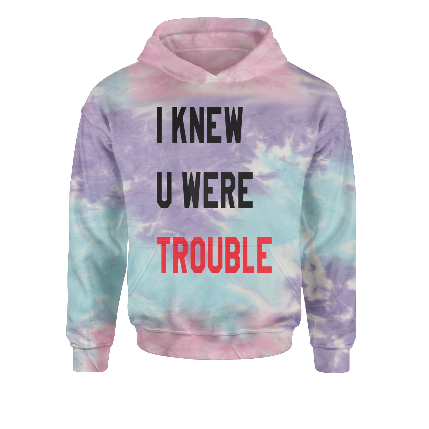 I Knew You Were Trouble New TTPD Era Youth-Sized Hoodie Tie-Dye Cotton Candy