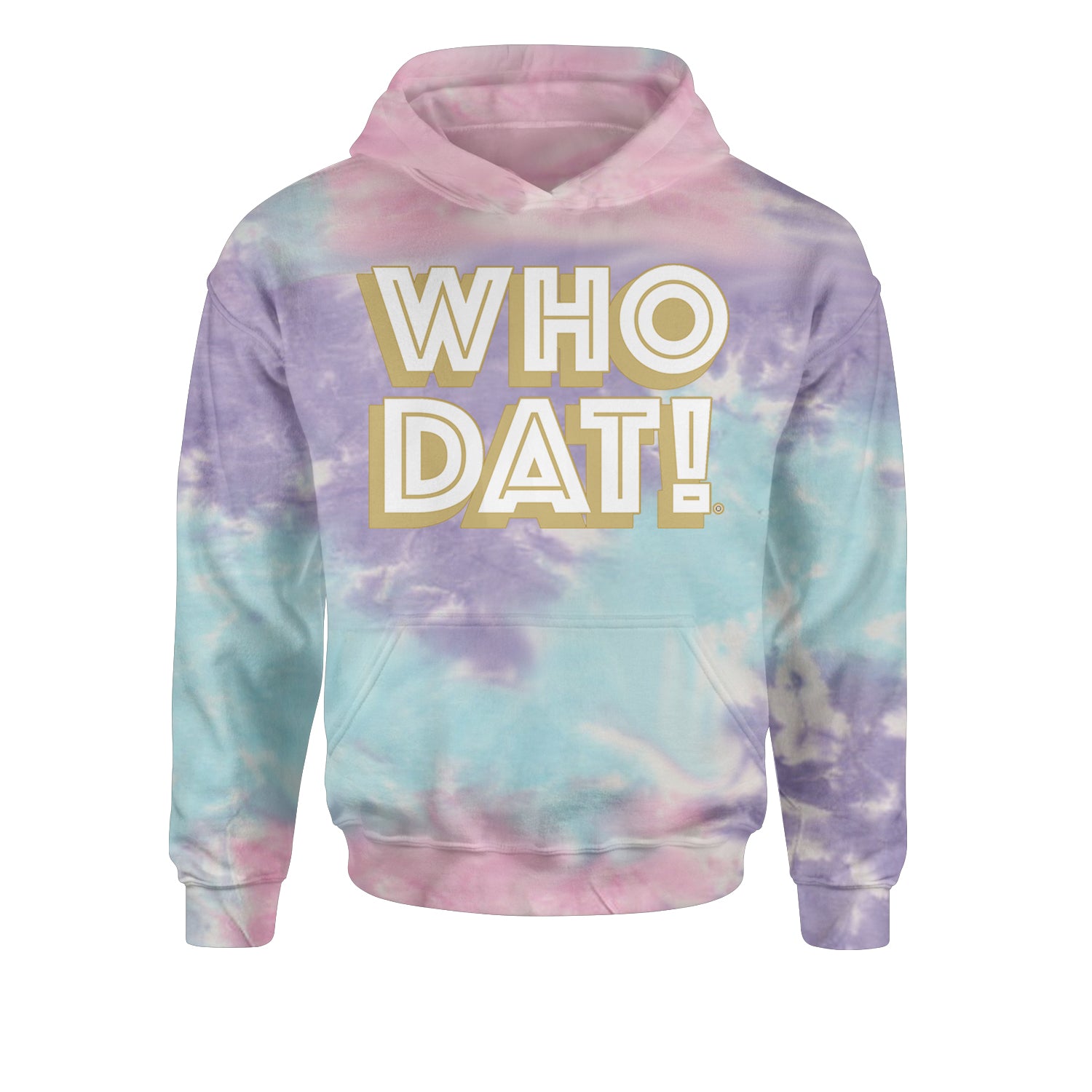 Who Dat Nation Big Bold New Orleans Youth-Sized Hoodie Tie-Dye Cotton Candy