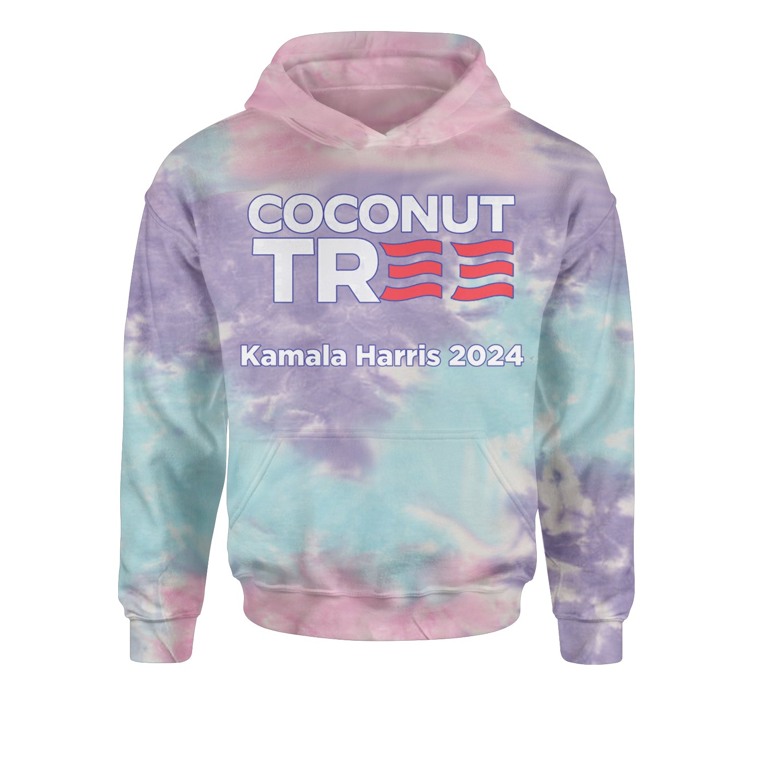 Coconut Tree - Support Kamala Harris For President 2024 Youth-Sized Hoodie Tie-Dye Cotton Candy