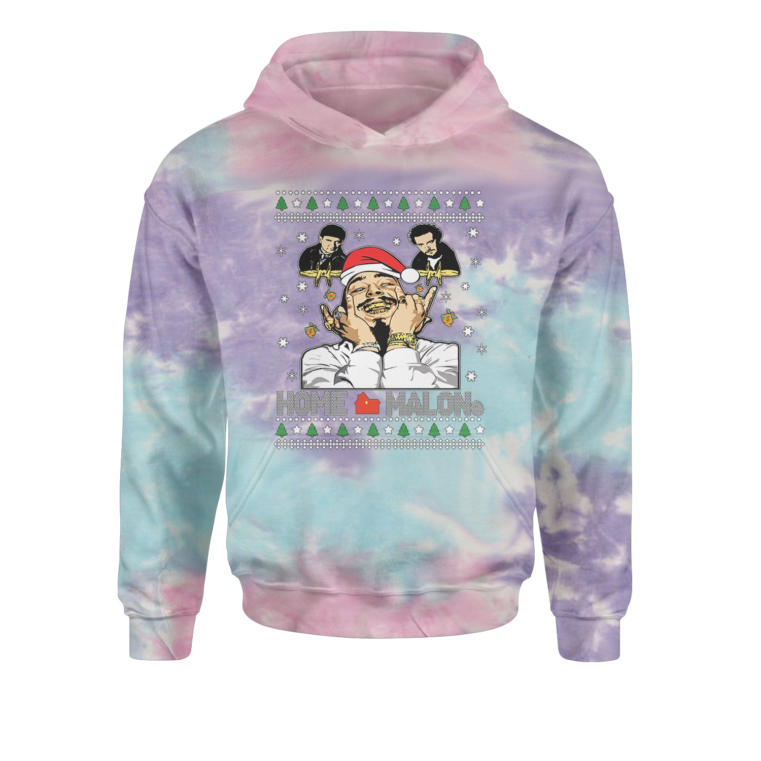 Home Malone Ugly ChristmasYouth-Sized Hoodie Tie-Dye Cotton Candy