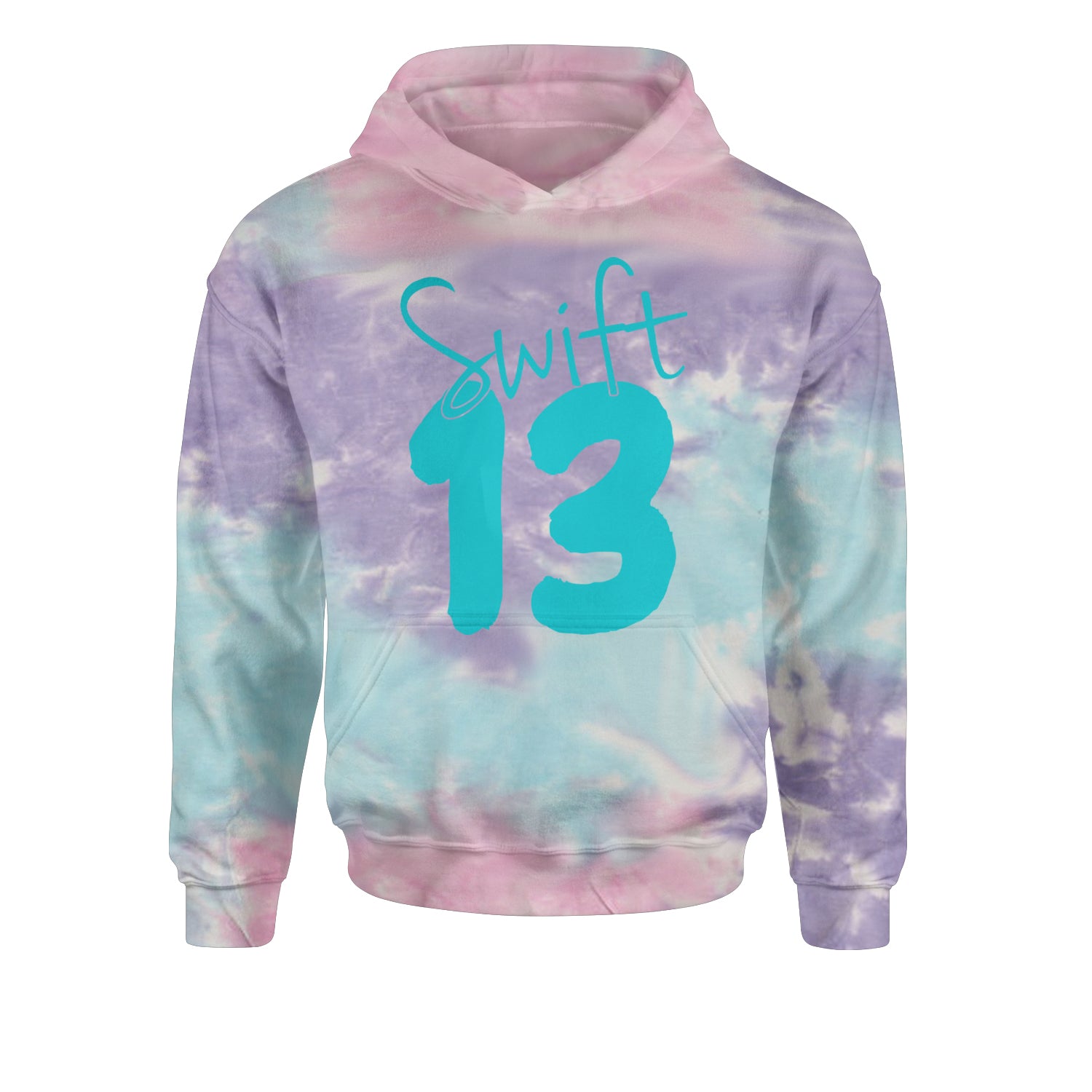 13 Swift 13 Lucky Number Era TTPD Youth-Sized Hoodie Tie-Dye Cotton Candy