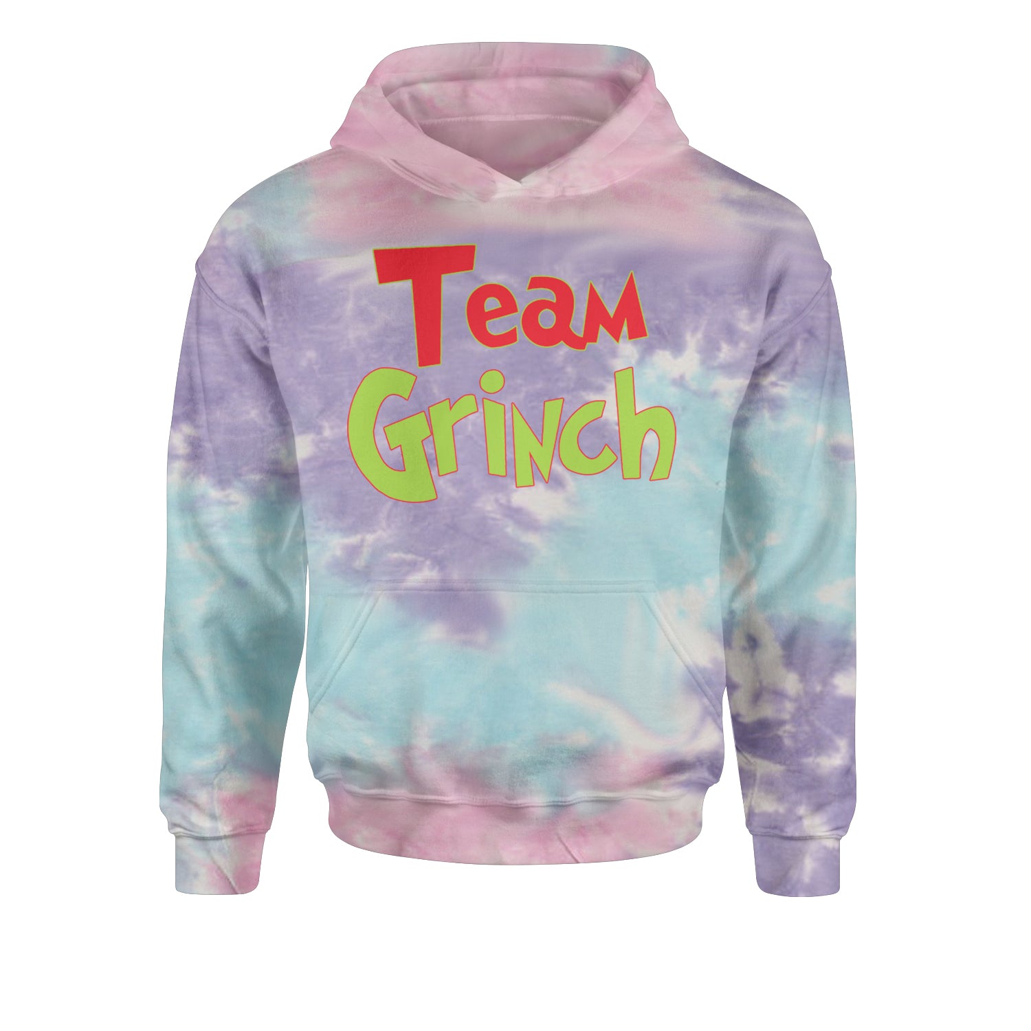 Team Gr-nch Jolly Grinchmas Merry ChristmasYouth-Sized Hoodie Tie-Dye Cotton Candy