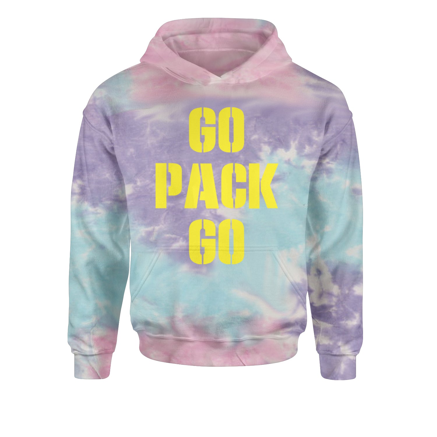 Go Pack Go Green Bay Youth-Sized Hoodie Tie-Dye Cotton Candy