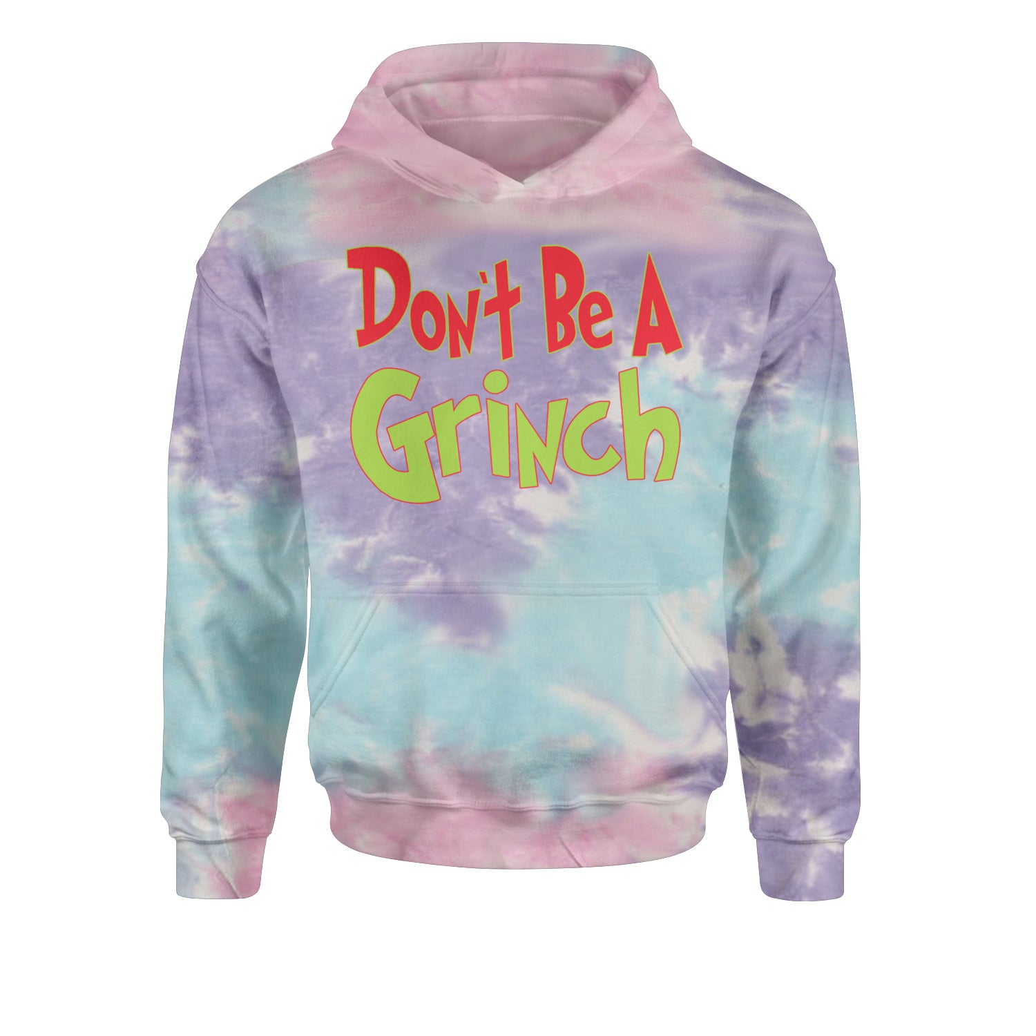 Don't Be A Gr-nch Jolly Grinchmas Merry ChristmasYouth-Sized Hoodie Tie-Dye Cotton Candy