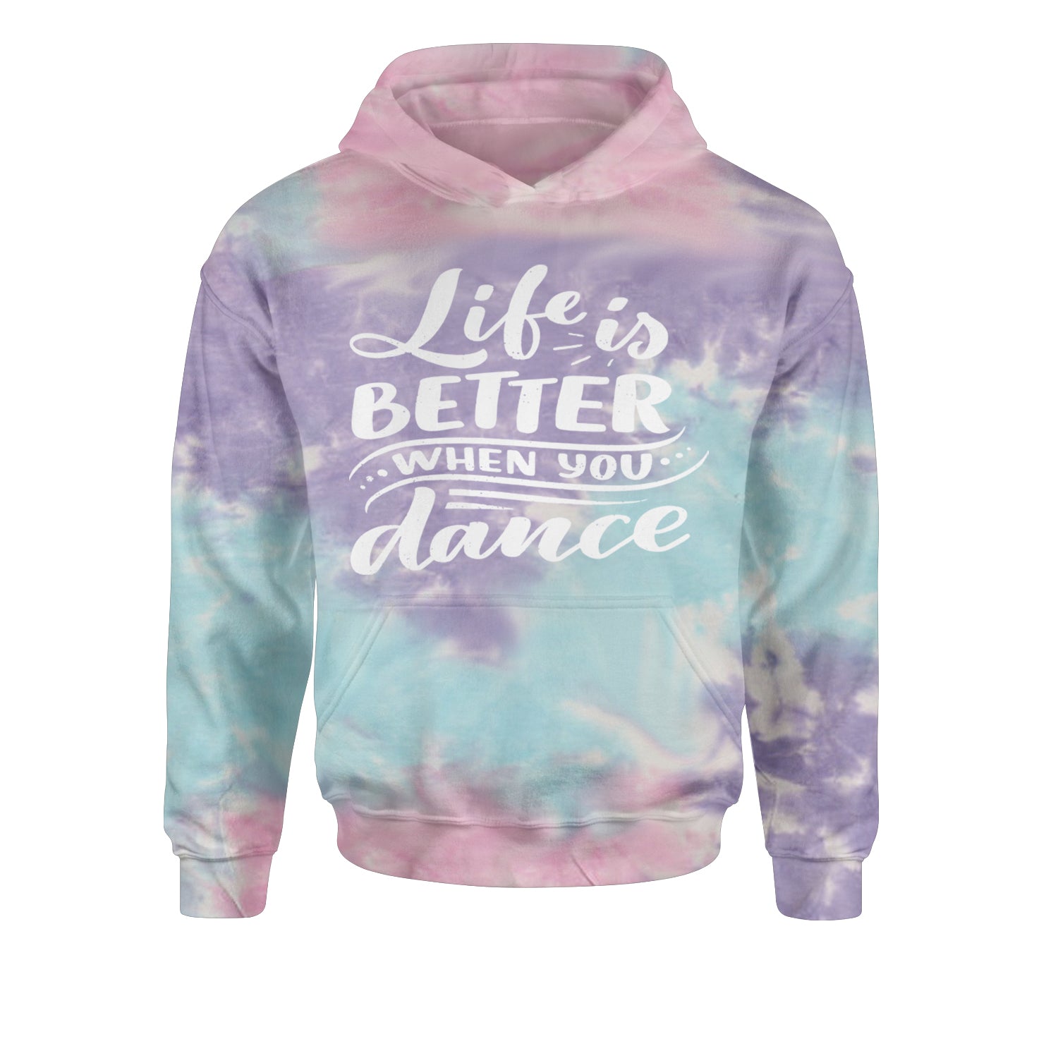 Life is Better When You Dance Youth-Sized Hoodie Tie-Dye Cotton Candy