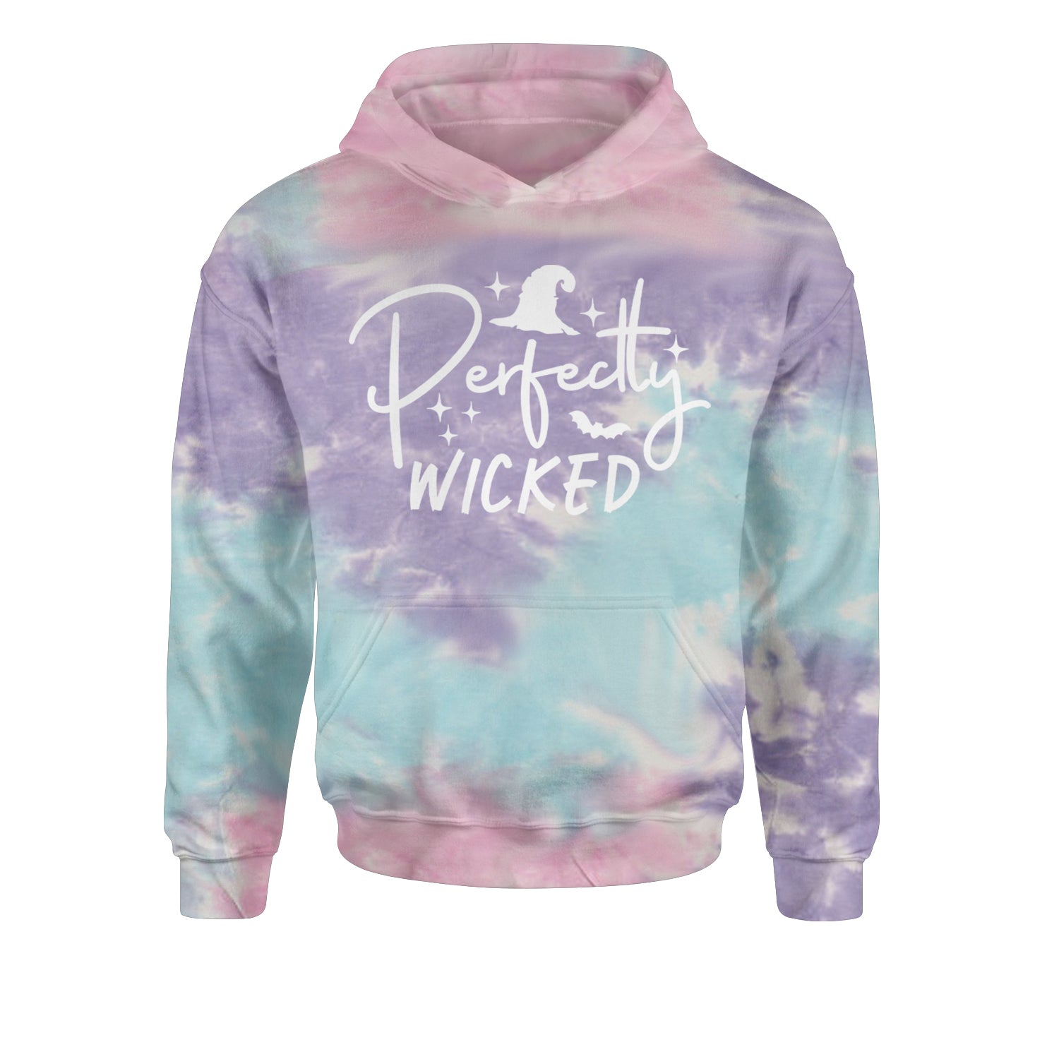 Perfectly Wicked Witchy Halloween Youth-Sized Hoodie Tie-Dye Cotton Candy