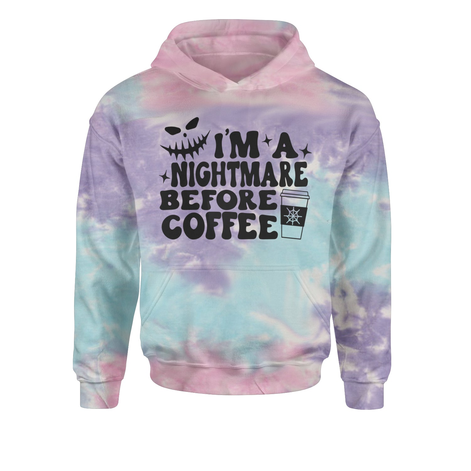 I'm A Nightmare Before Coffee Youth-Sized Hoodie Tie-Dye Cotton Candy