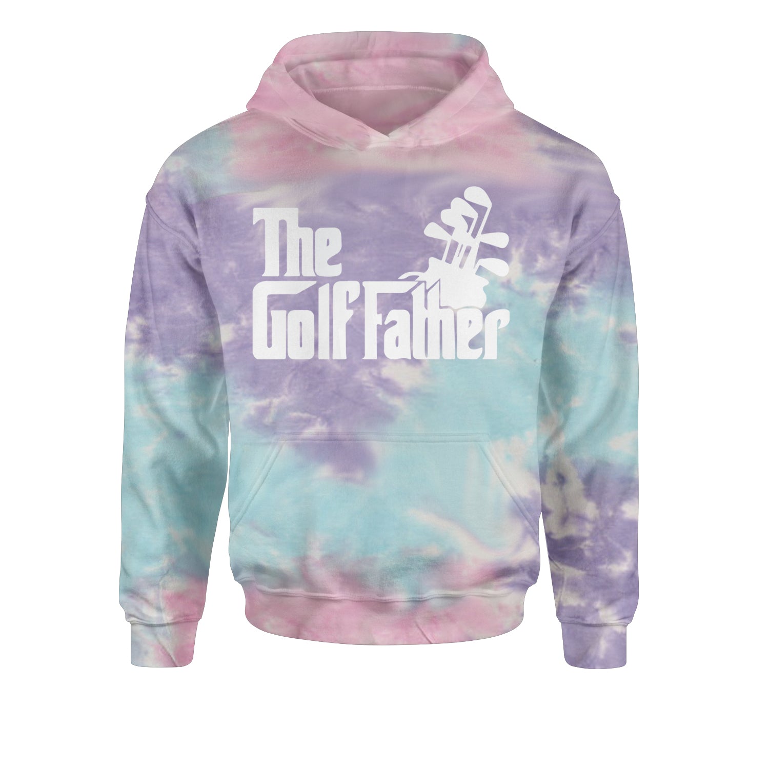 The Golf Father Golfing Dad  Youth-Sized Hoodie Tie-Dye Cotton Candy