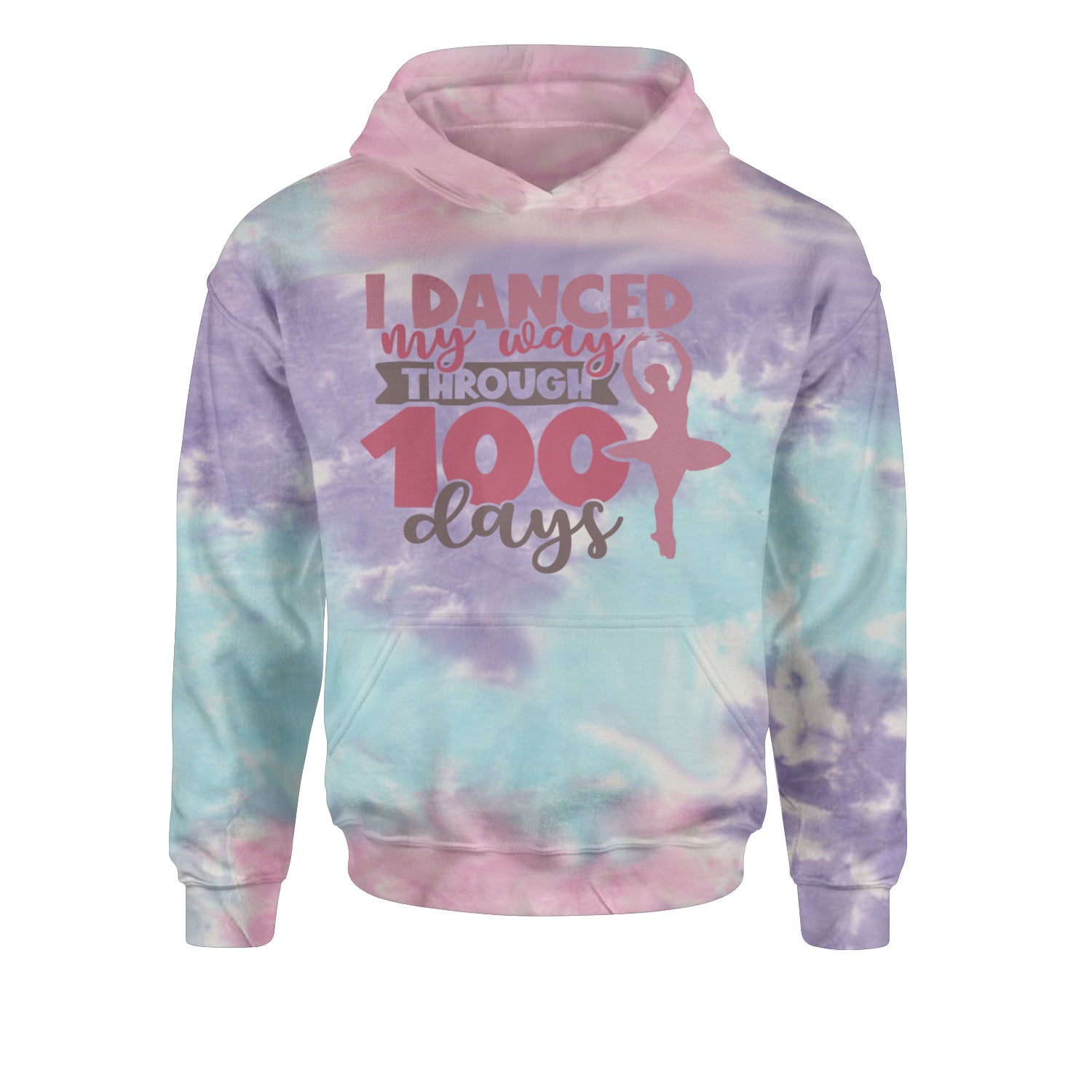 I Danced My Way Through 100 Days Of SchoolYouth-Sized Hoodie Tie-Dye Cotton Candy