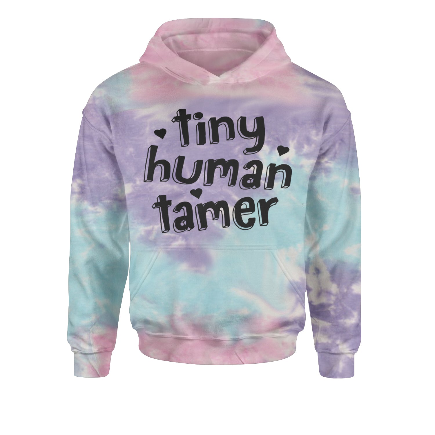 Tiny Human Tamer Teacher Youth-Sized Hoodie Tie-Dye Cotton Candy