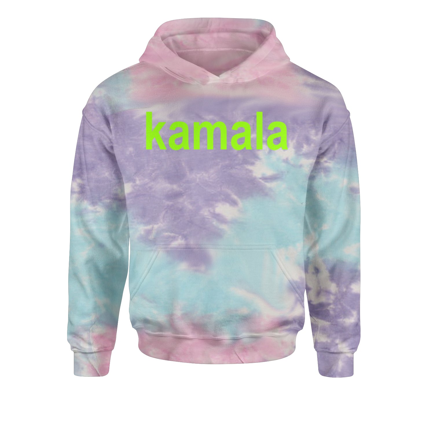 Kamala Bright Green Brat Coconut Tree Youth-Sized Hoodie Tie-Dye Cotton Candy