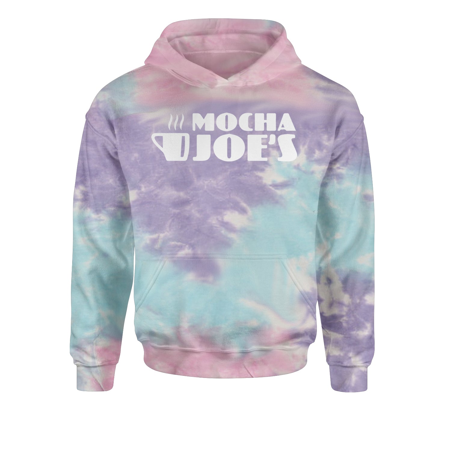 Mocha Joe's Enthusiastic Coffee Youth-Sized Hoodie Tie-Dye Cotton Candy