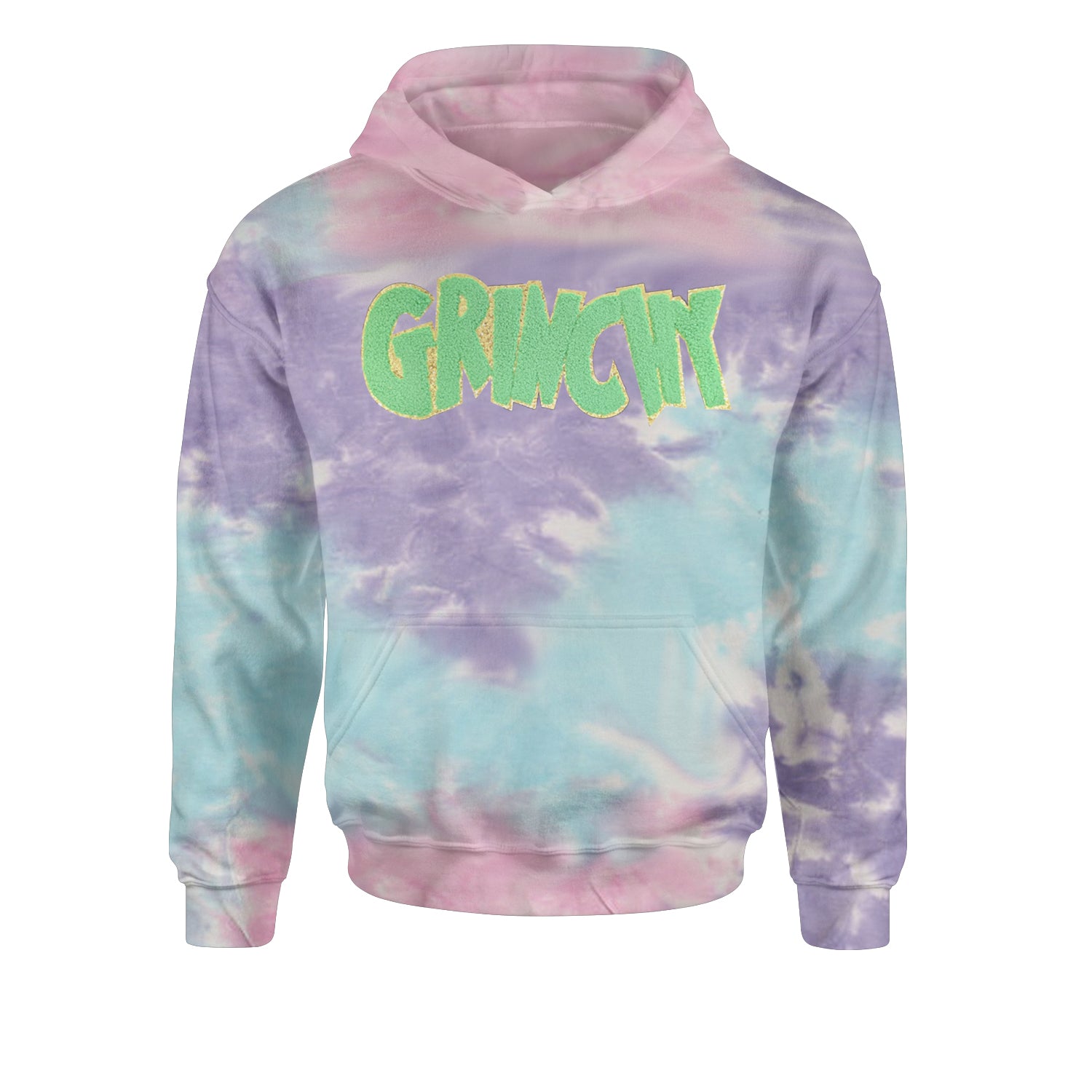 Green Gr-nchy Chenille PatchYouth-Sized Hoodie Tie-Dye Cotton Candy