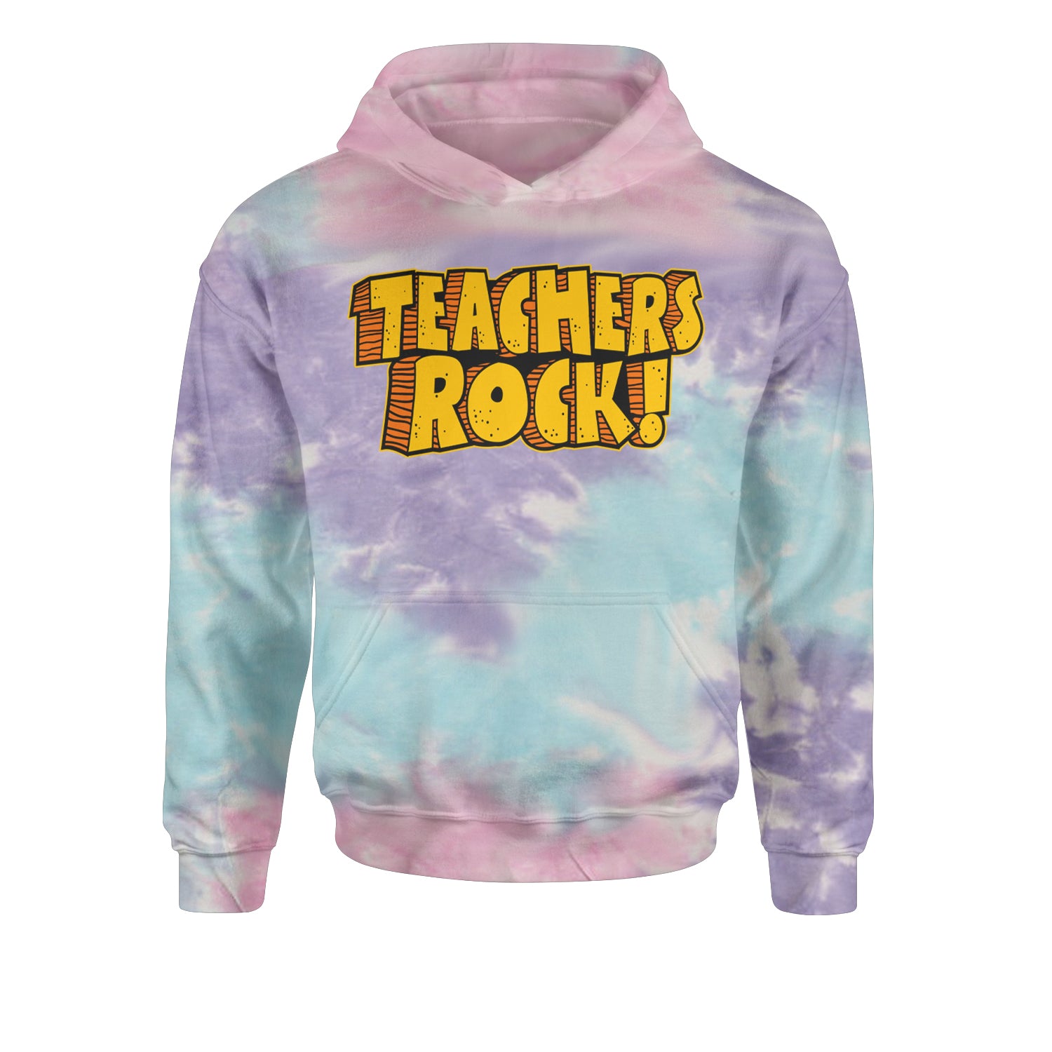 Teachers Rock RetroYouth-Sized Hoodie Tie-Dye Cotton Candy