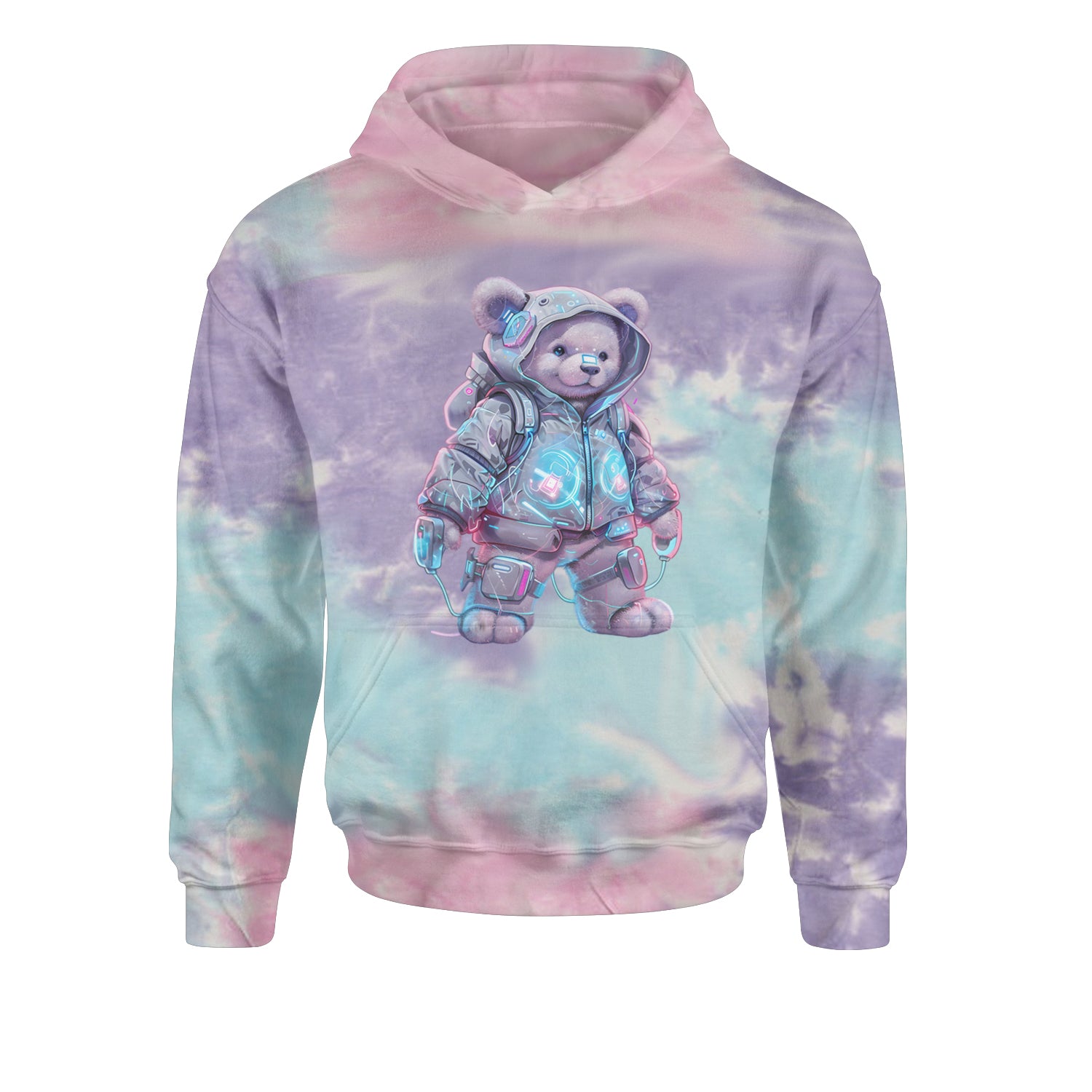 Cyberpunk Adventure Urban Graffiti BearYouth-Sized Hoodie Tie-Dye Cotton Candy