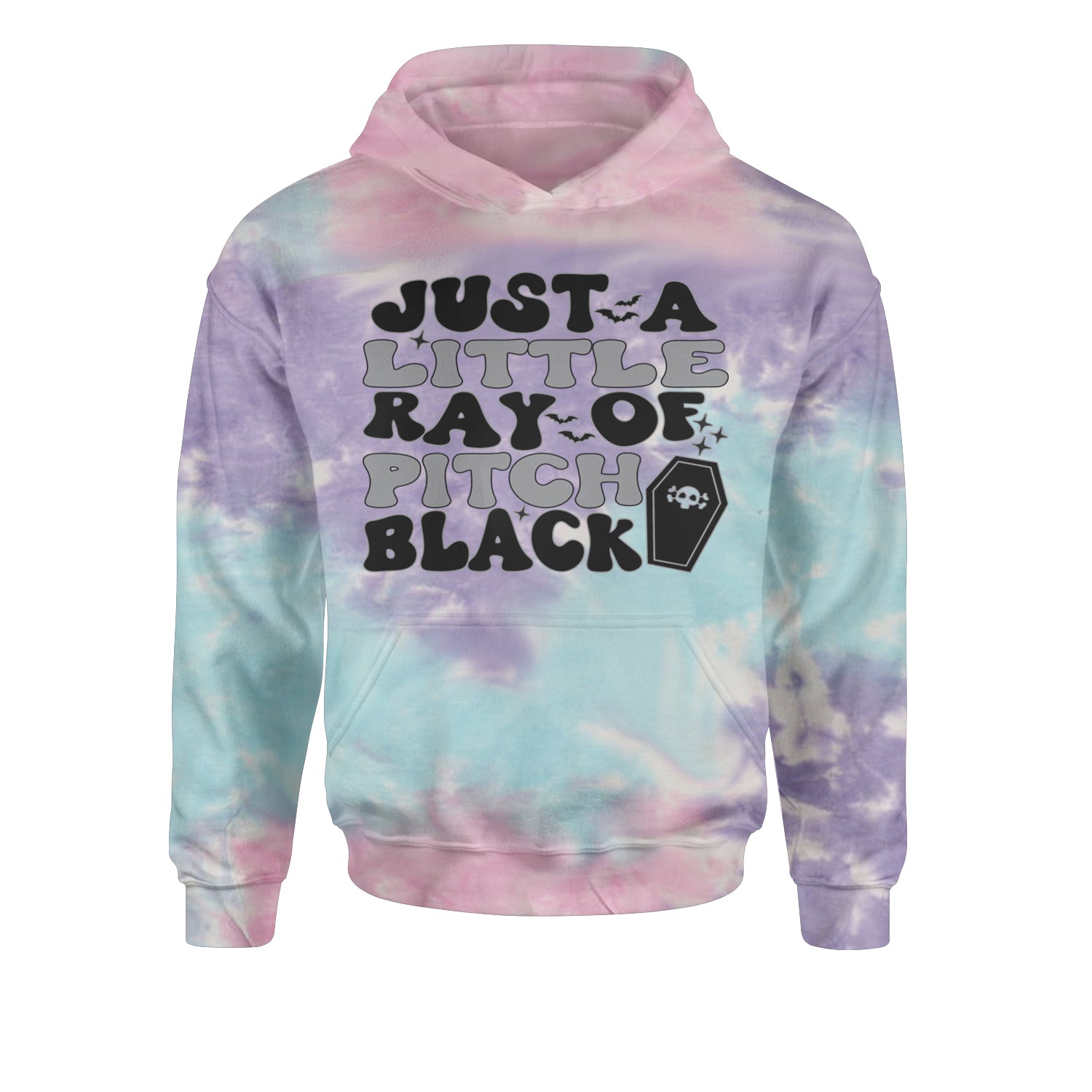 Just A Little Ray of Pitch Black Youth-Sized Hoodie Tie-Dye Cotton Candy